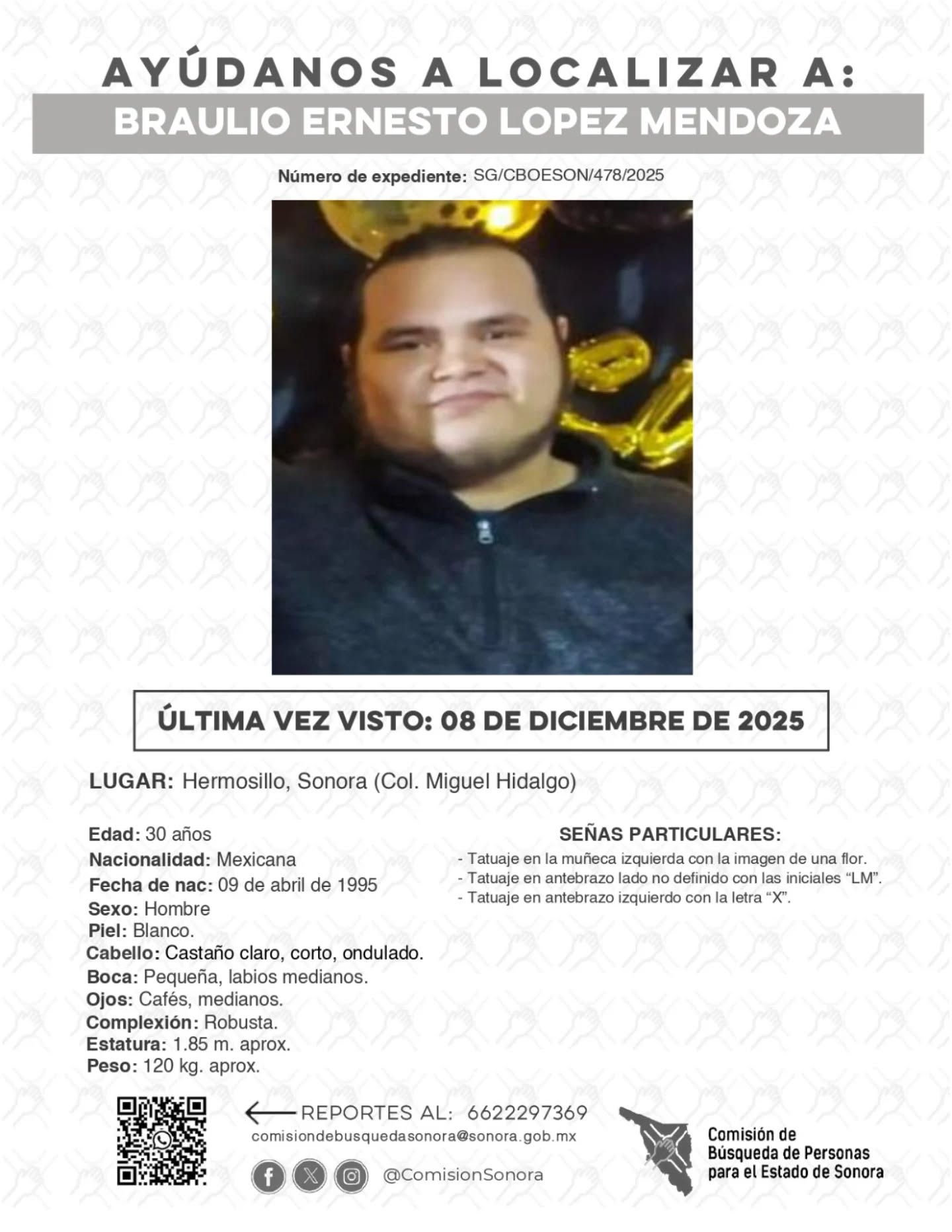 BRAULIO ERNESTO LOPEZ MENDOZA - DESAPARECIDO