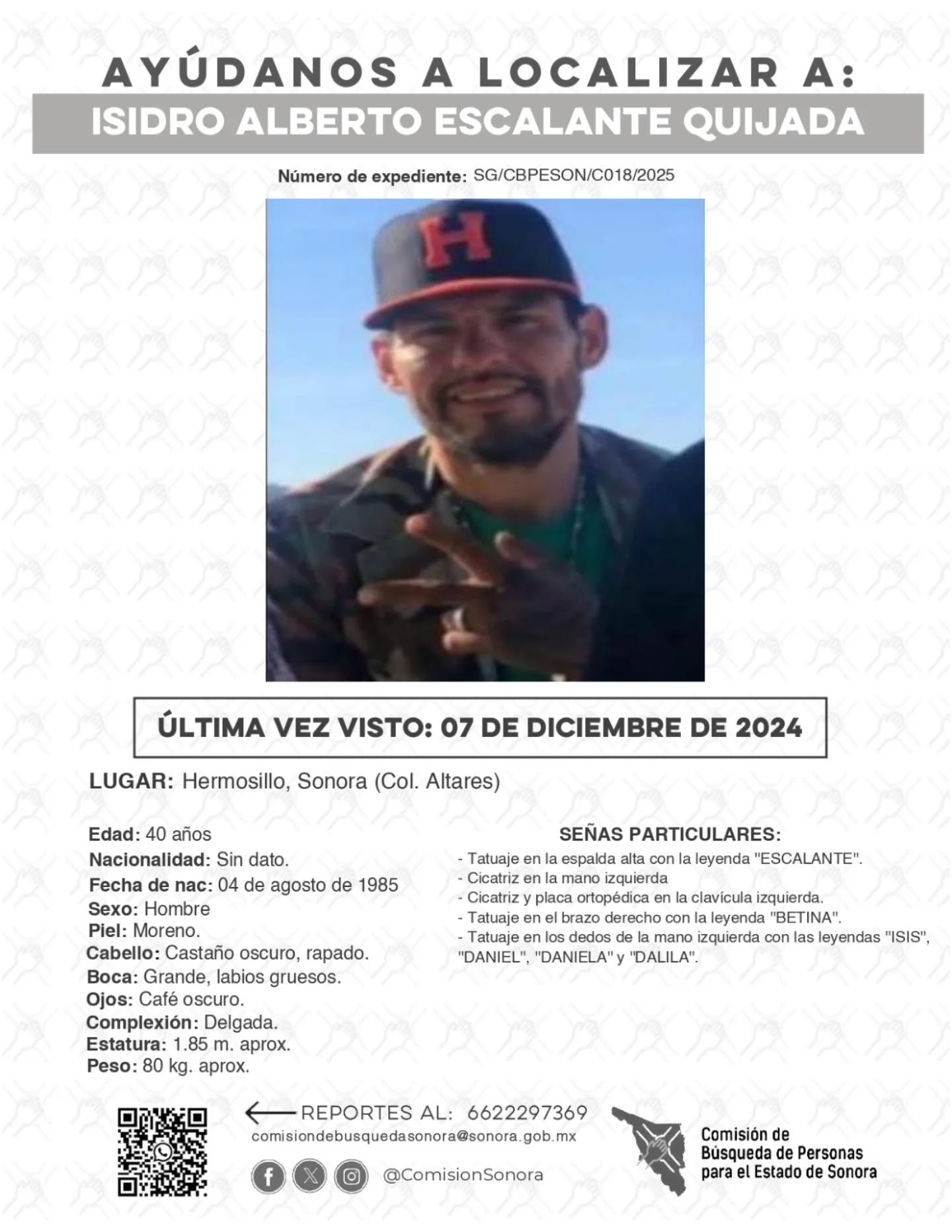 ISIDRO ALBERTO ESCALANTE QUIJADA - DESAPARECIDO