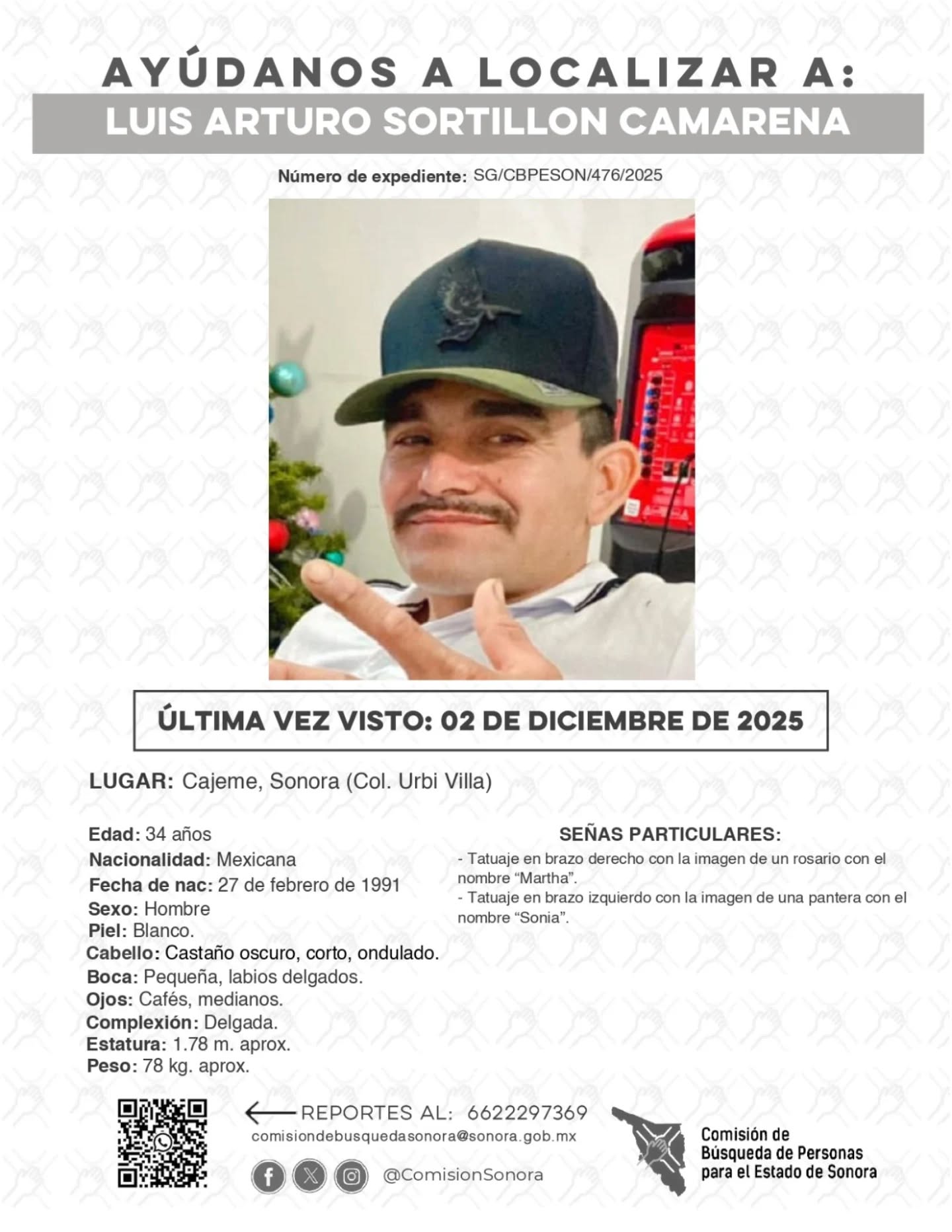 LUIS ARTURO SORTILLON CAMARENA - DESAPARECIDO