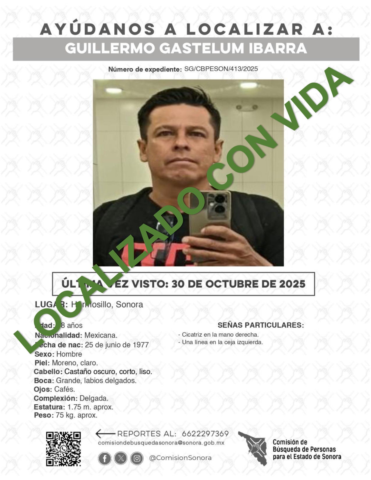 GUILLERMO GASTELUM IBARRA - LOCALIZADO CON VIDA