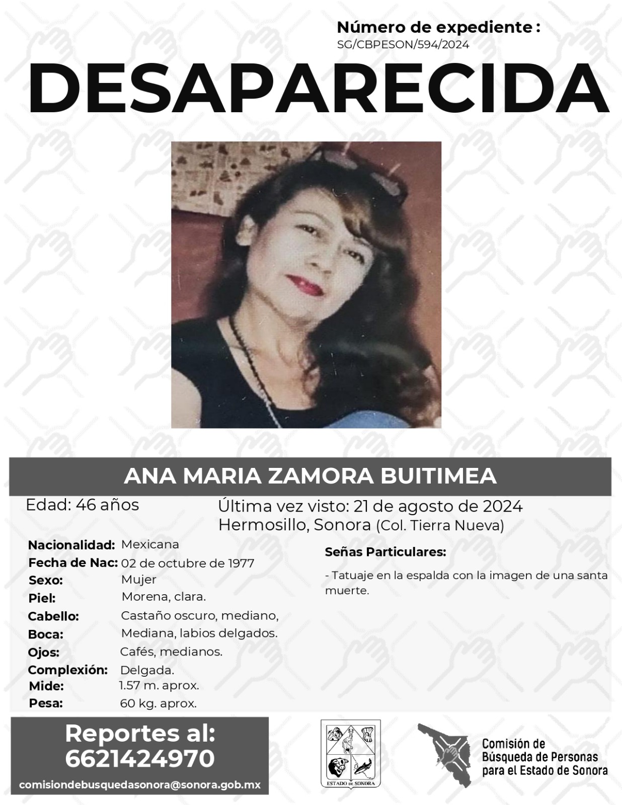 ANA MARIA ZAMORA BUITIMEA - DESAPARECIDA