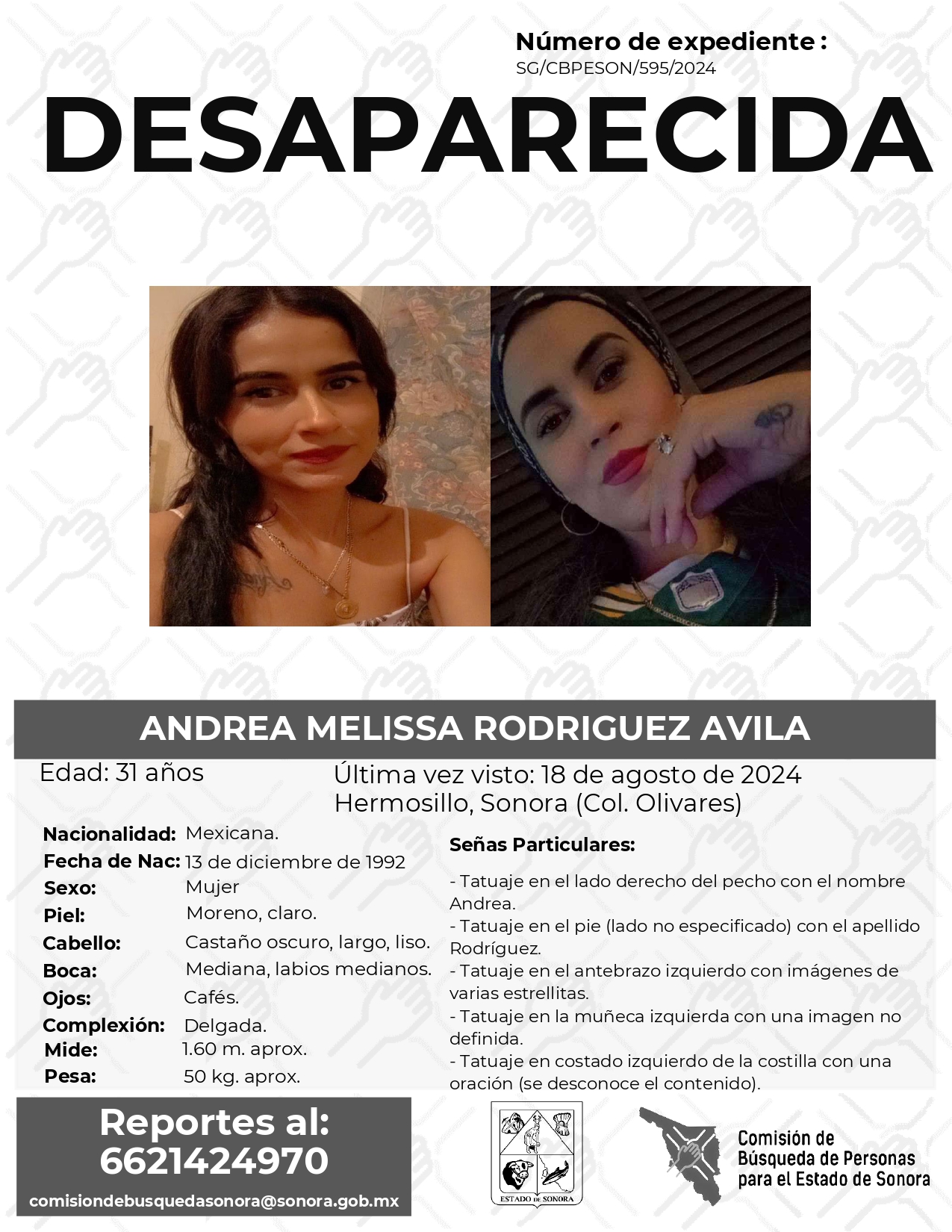 ANDREA MELISSA RODRIGUEZ AVILA - DESAPARECIDA