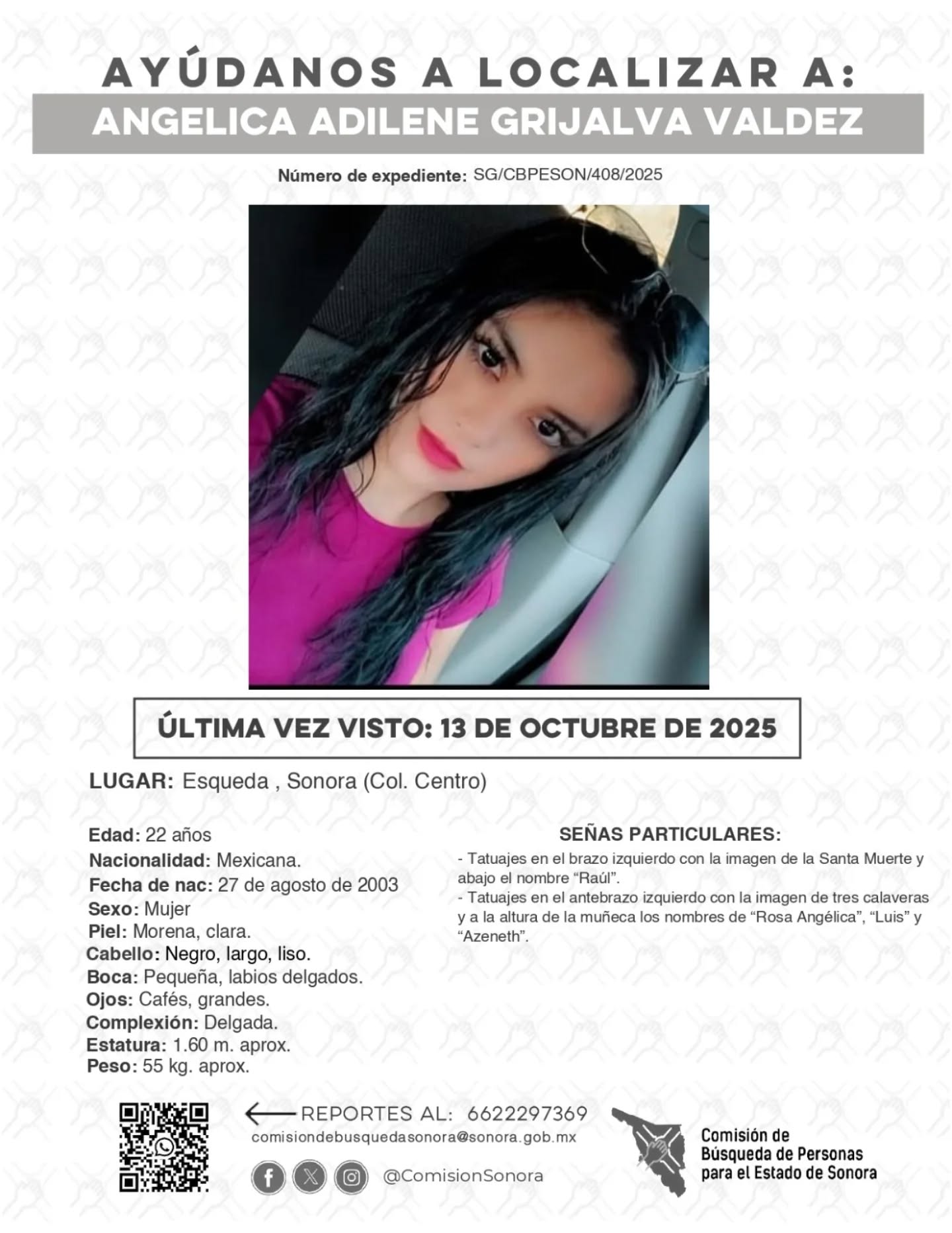 ANGELICA ADILENE GRIJALVA VALDEZ - DESAPARECIDA