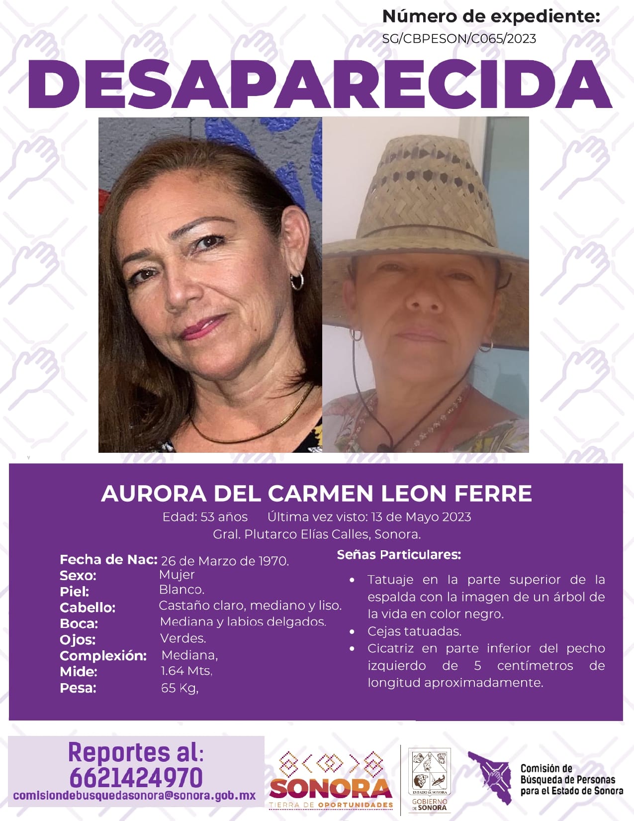 AURORA DEL CARMEN LEON FERRE - DESAPARECIDA