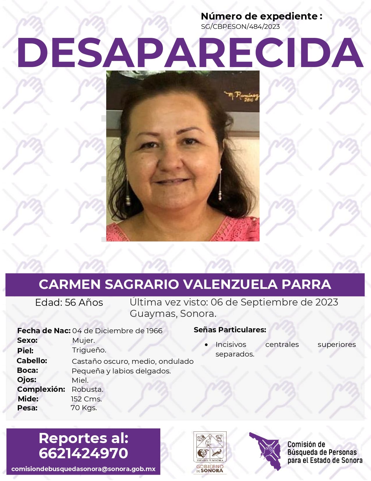 CARMEN SAGRARIO VALENZUELA PARRA - DESAPARECIDA