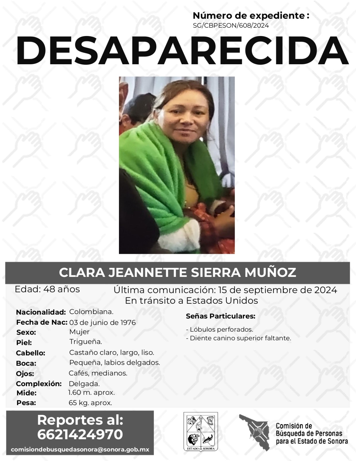 CLARA JEANNETTE SIERRA MUÑOZ - DESAPARECIDA