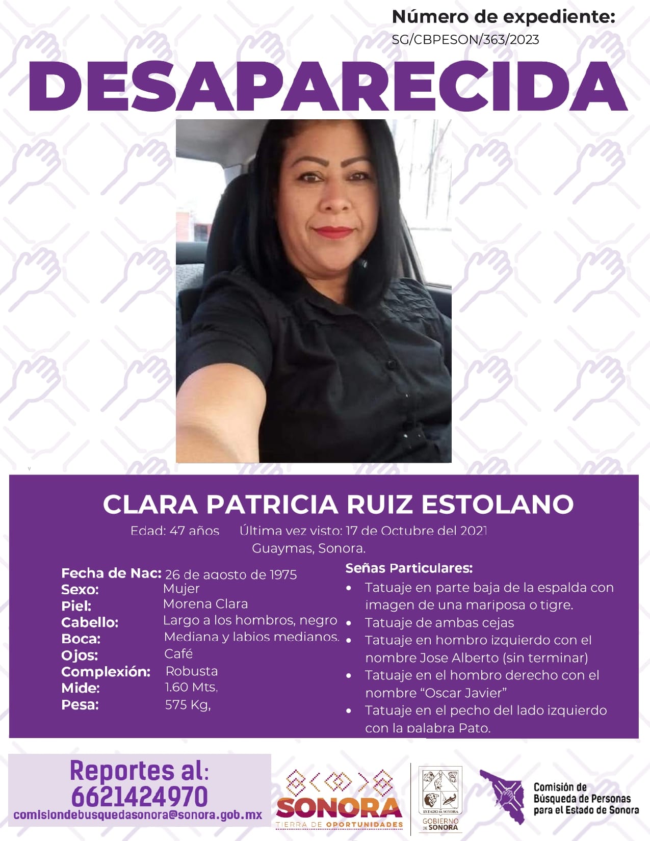 CLARA PATRICIA RUIZ ESTOLANO - DESAPARECIDA