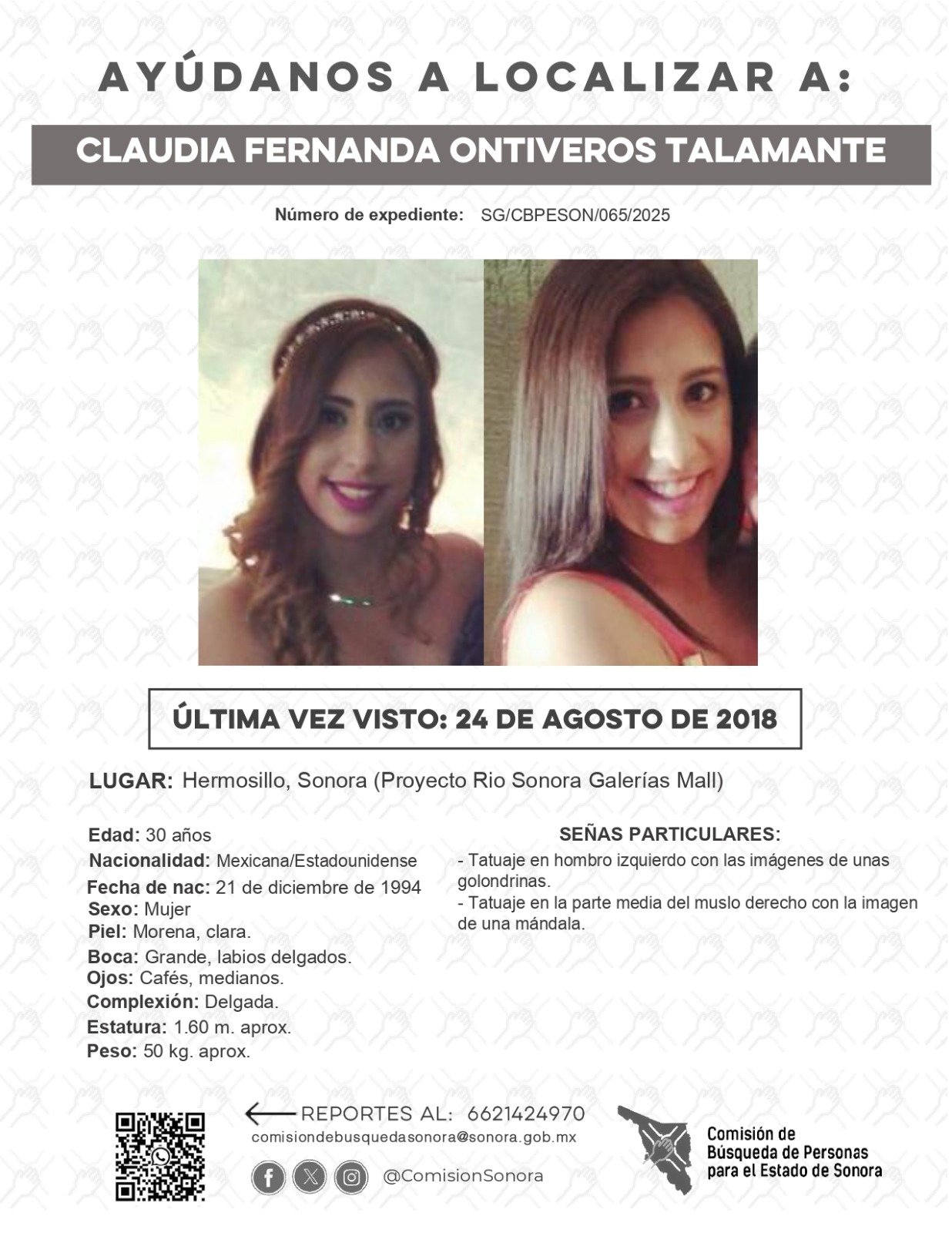 CLAUDIA FERNANDA ONTIVEROS TALAMANTE - DESAPARECIDA