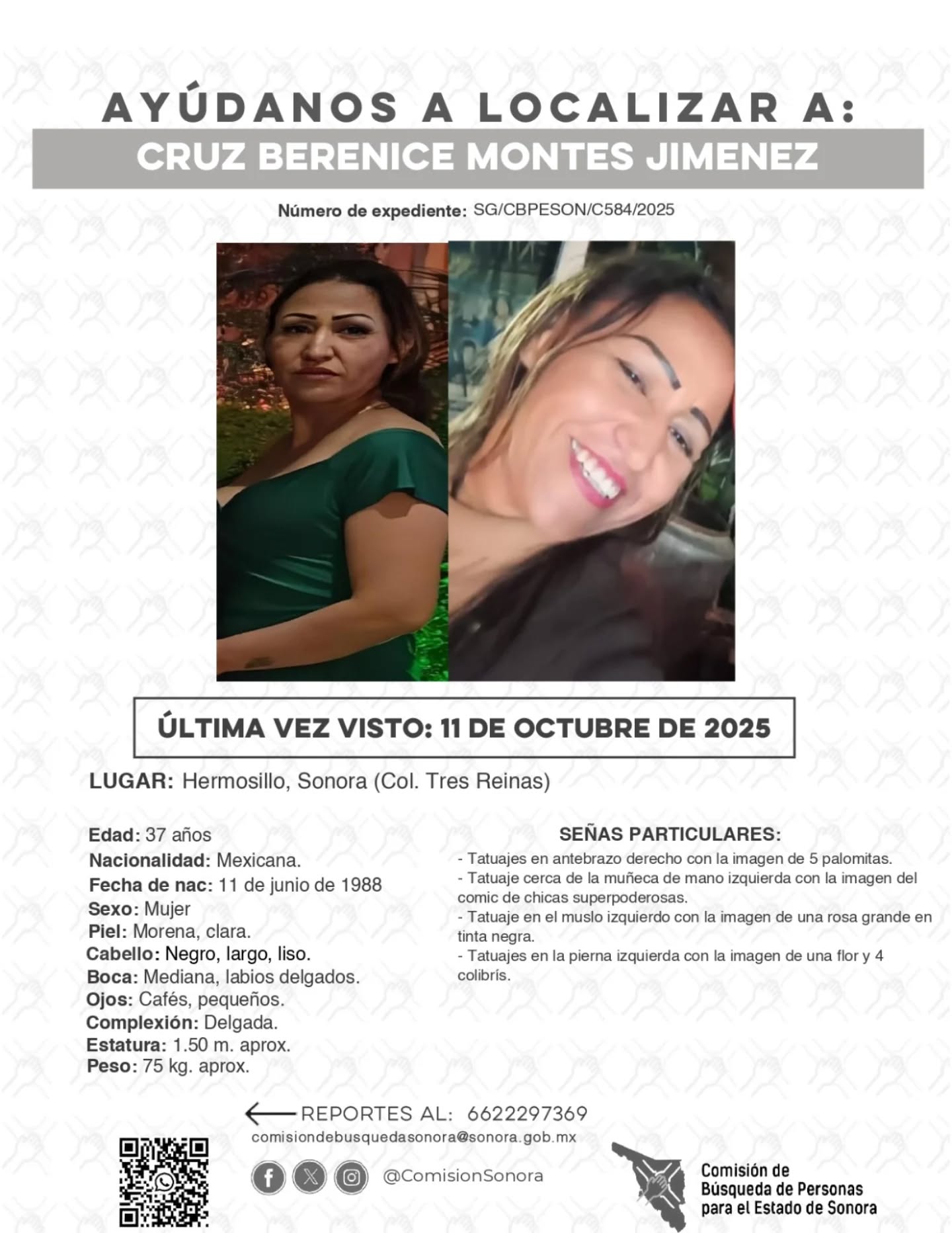 CRUZ BERENICE MONTES JIMENEZ - DESAPARECIDA