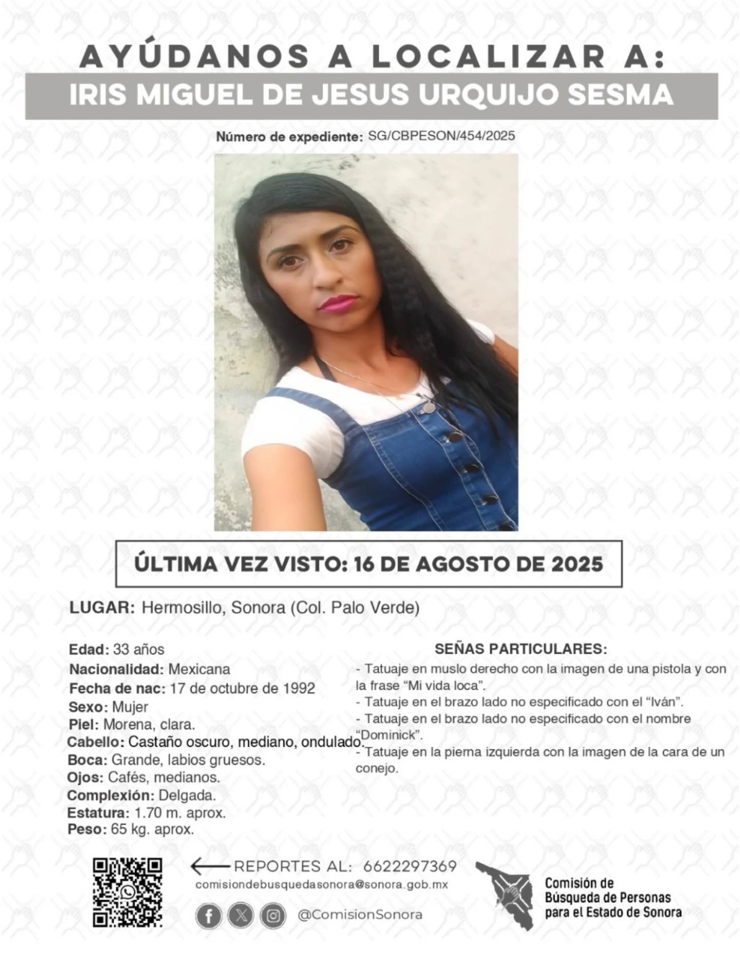 IRIS MIGUEL DE JESUS URQUIJO SESMA - DESAPARECIDA