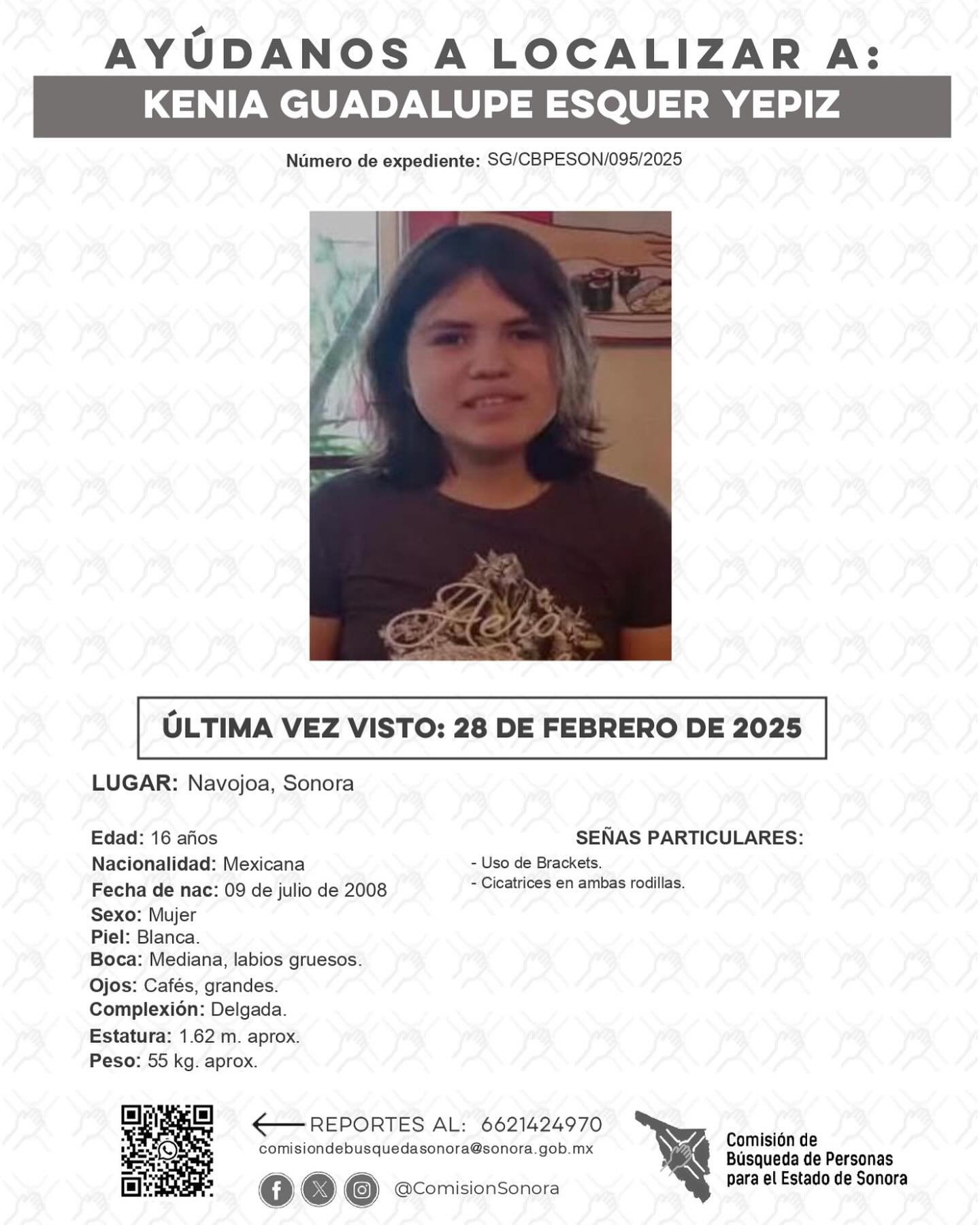 KENIA GUADALUPE ESQUER YEPIZ - DESAPARECIDO