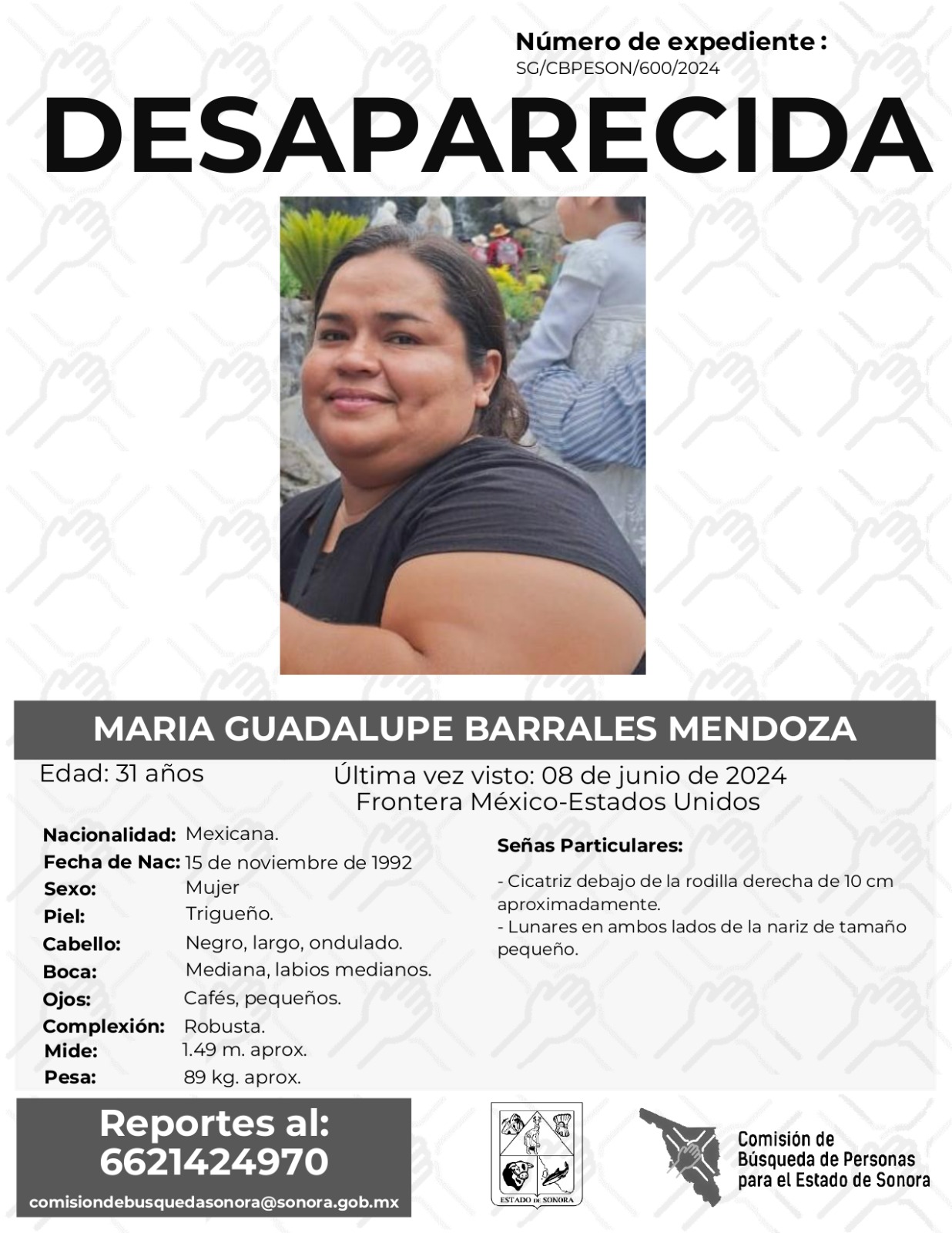 MARIA GUADALUPE BARRALES MENDOZA - DESAPARECIDA
