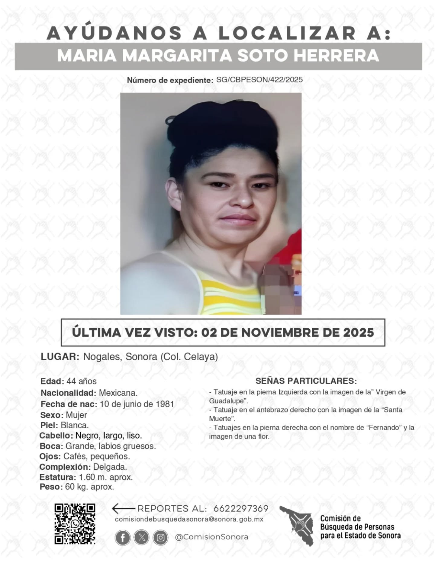 MARIA MARGARITA SOTO HERRERA - DESAPARECIDA