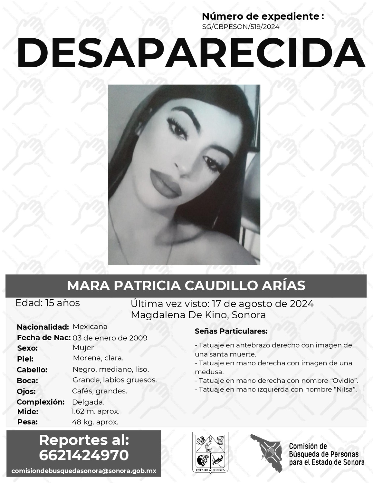 MARIA PATRICIA CAUDILLO ARIAS - DESAPARECIDA