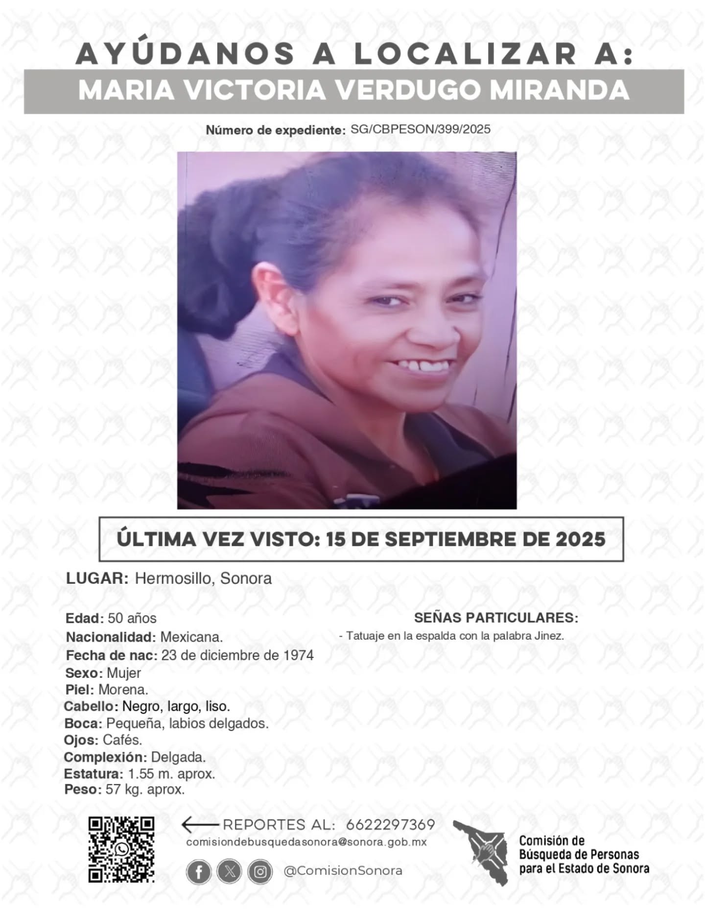 MARIA VICTORIA VERDUGO MIRANDA - DESAPARECIDA