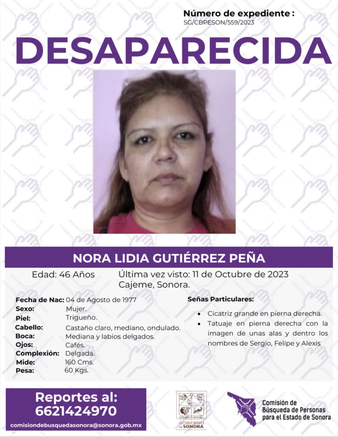 NORA LIDIA GUTIÉRREZ PEÑA - DESAPARECIDA