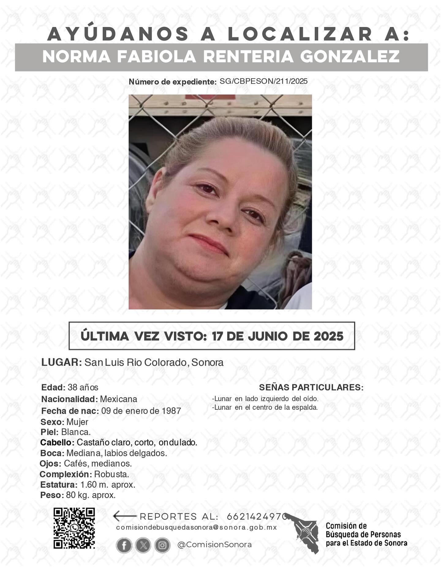 NORMA FABIOLA RENTERIA GONZALEZ - DESAPARECIDA