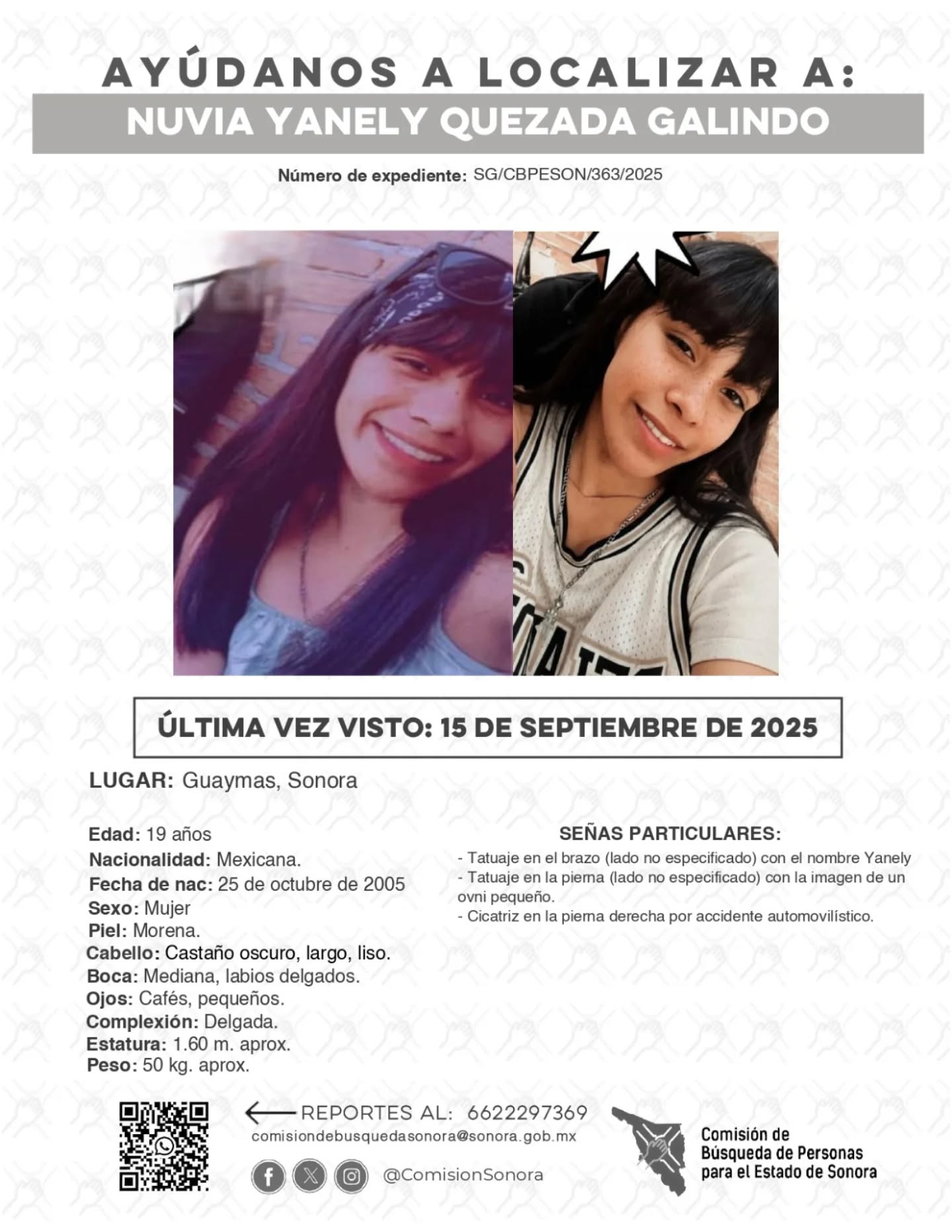 NUVIA YANELY QUEZADA GALINDO - DESAPARECIDA