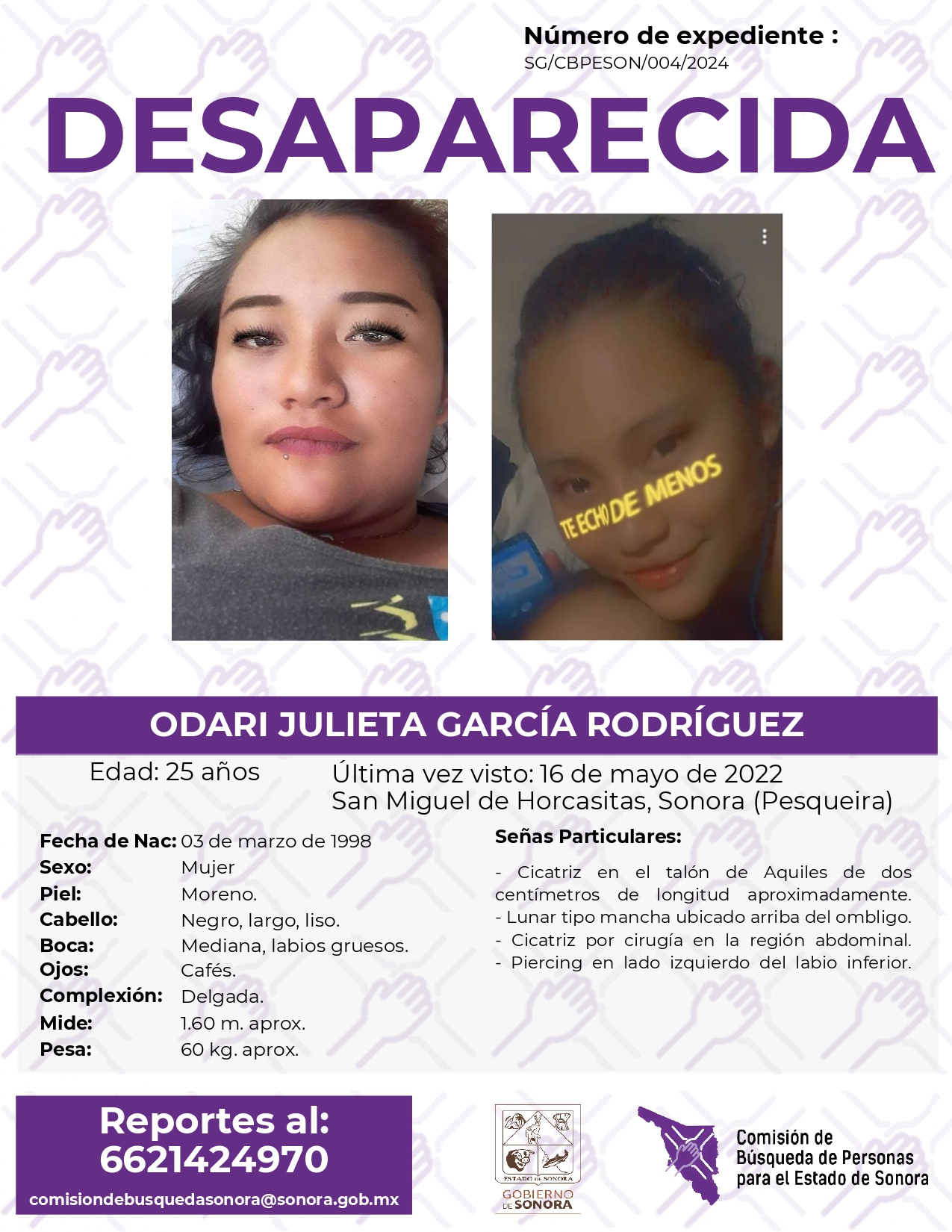 ODARI JULIETA GARCÍA RODRÍGUEZ - DESAPARECIDA