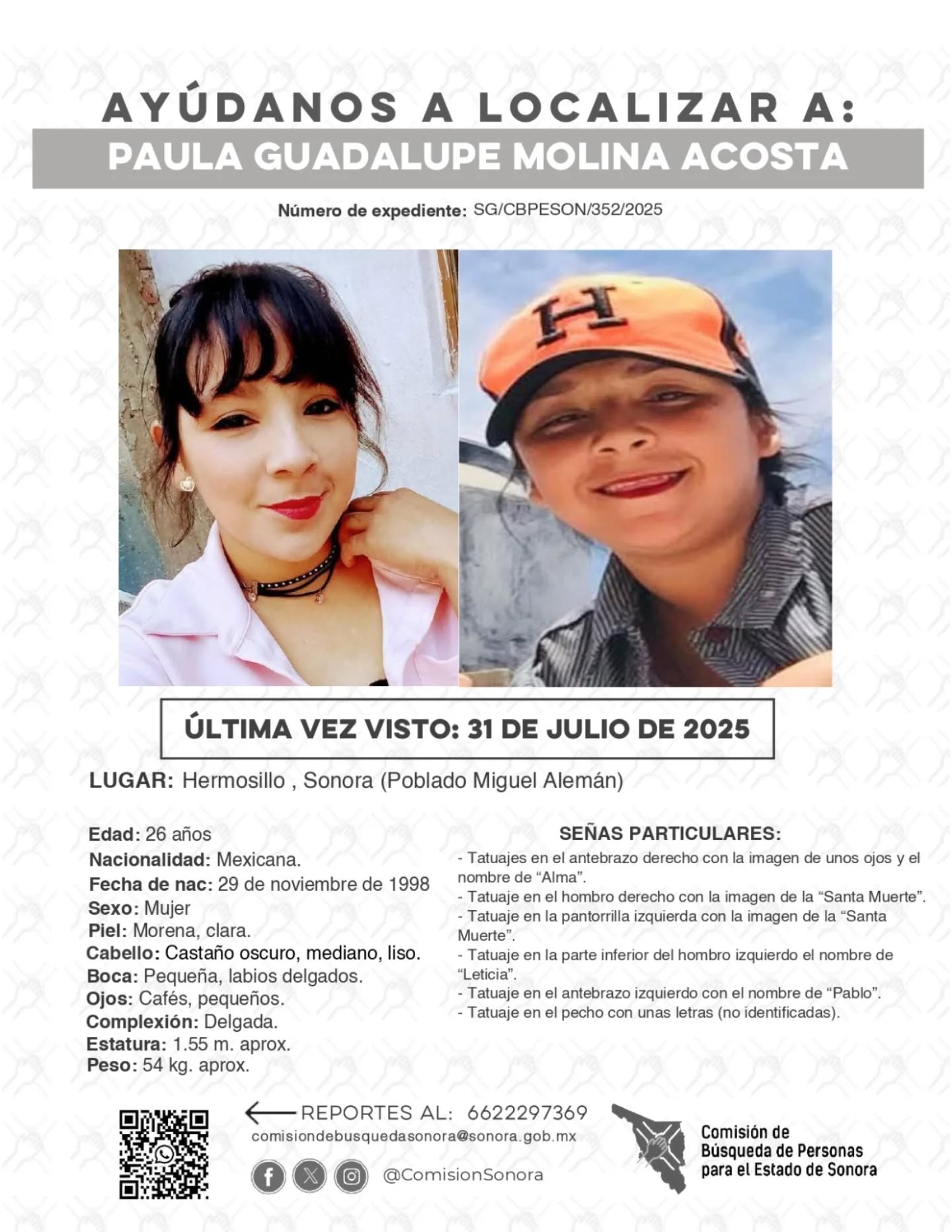 PAULA GUADALUPE MOLINA ACOSTA - DESAPARECIDO