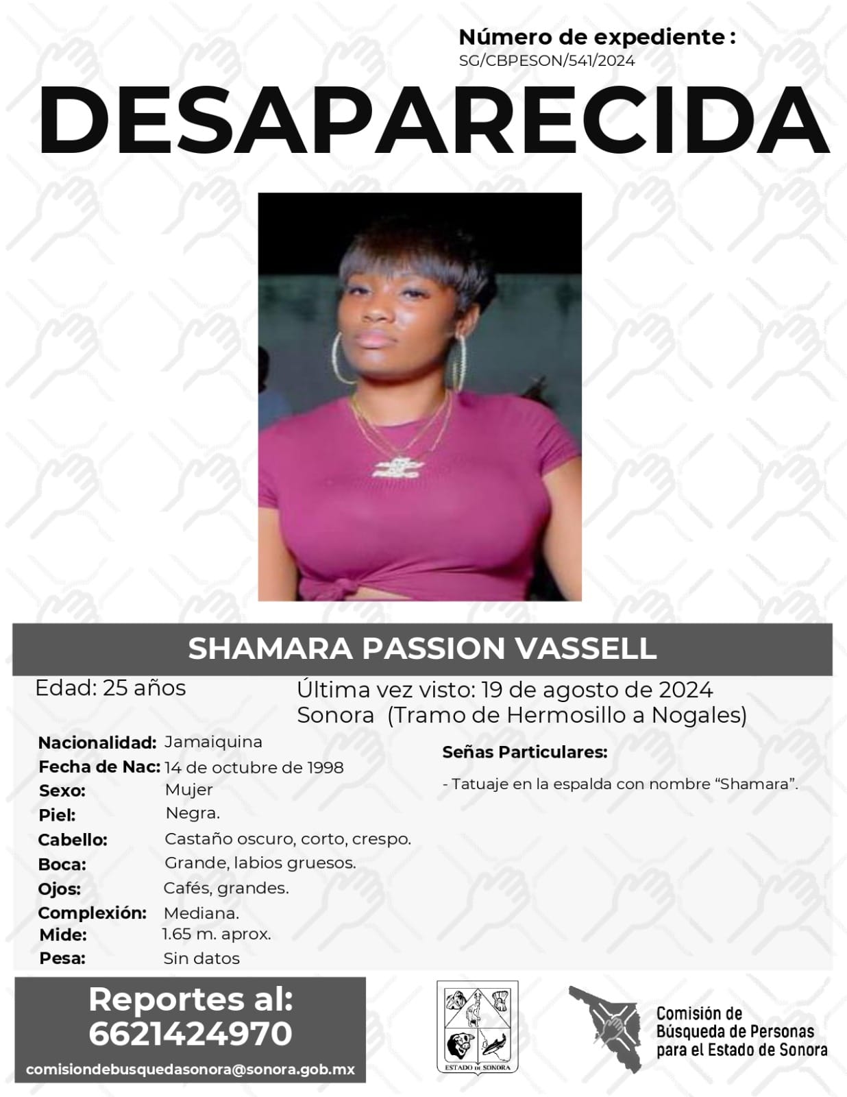 SHAMARA PASSION VASSEL - DESAPARECIDA