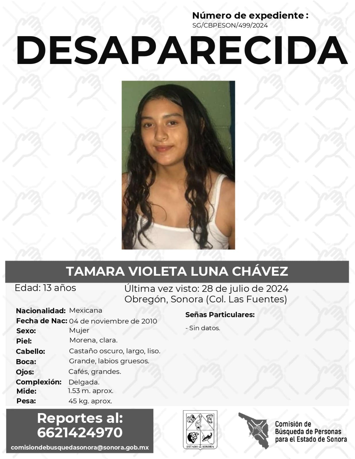 TAMARA VIOLETA LUNA CHÁVEZ - DESAPARECIDA