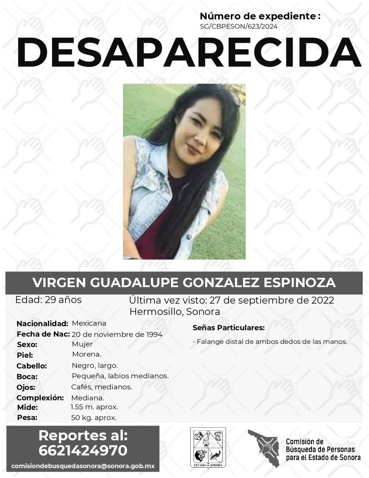 VIRGEN GUADALUPE GONZALEZ ESPINOZA - DESAPARECIDA