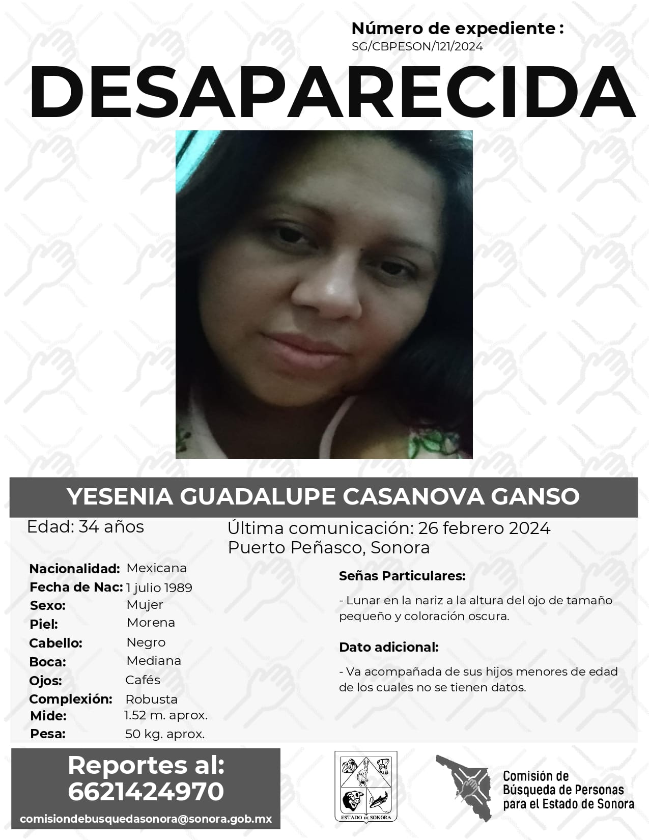 YESENIA GUADALUPE CASANOVA GANSO - DESAPARECIDA