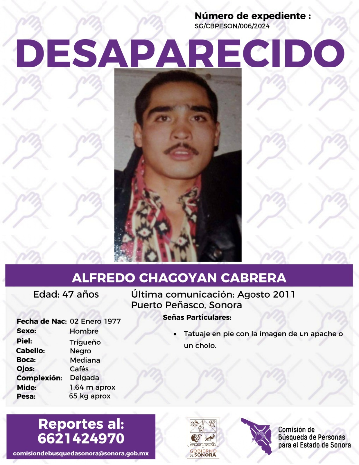 ALFREDO CHAGOYAN CABRERA - DESAPARECIDO