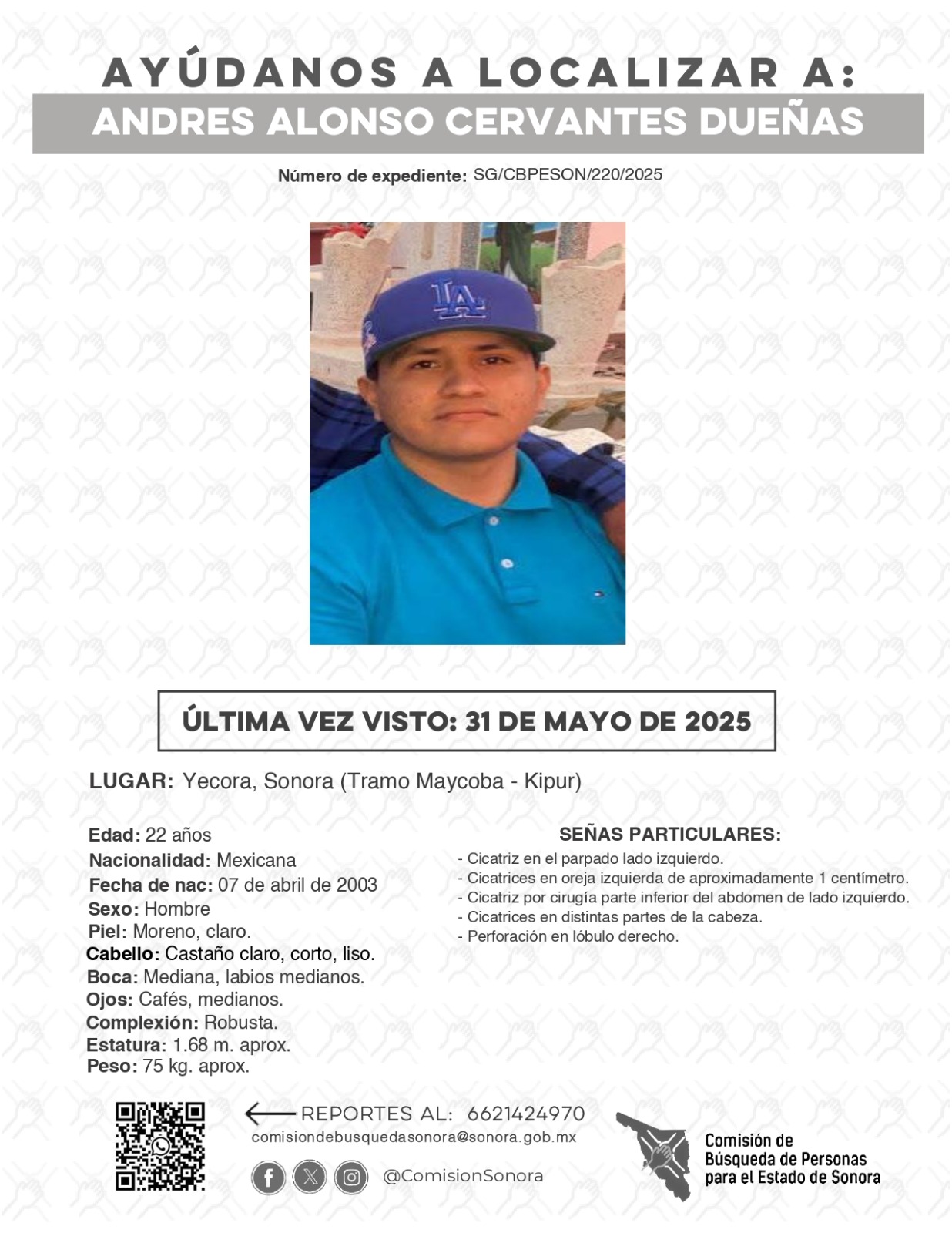 ANDRES ALONSO CERVANTES DUEÑAS - DESAPARECIDO