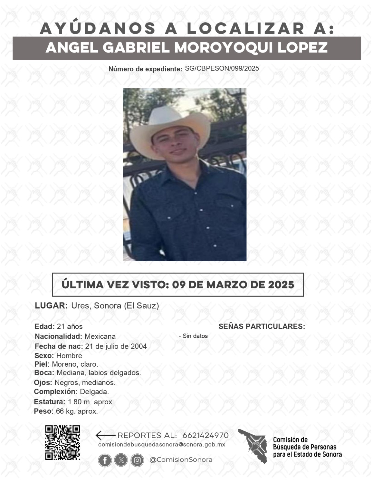 ANGEL GABRIEL MOROYOQUI LOPEZ - DESAPARECIDO