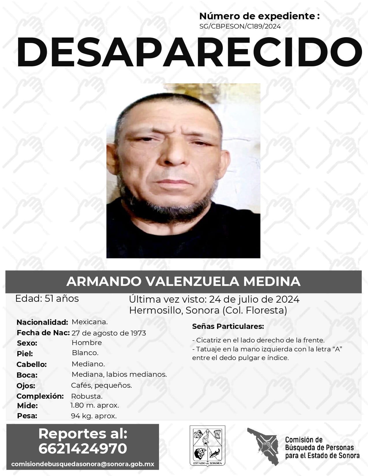 ARMANDO VALENZUELA MEDINA - DESAPARECIDO