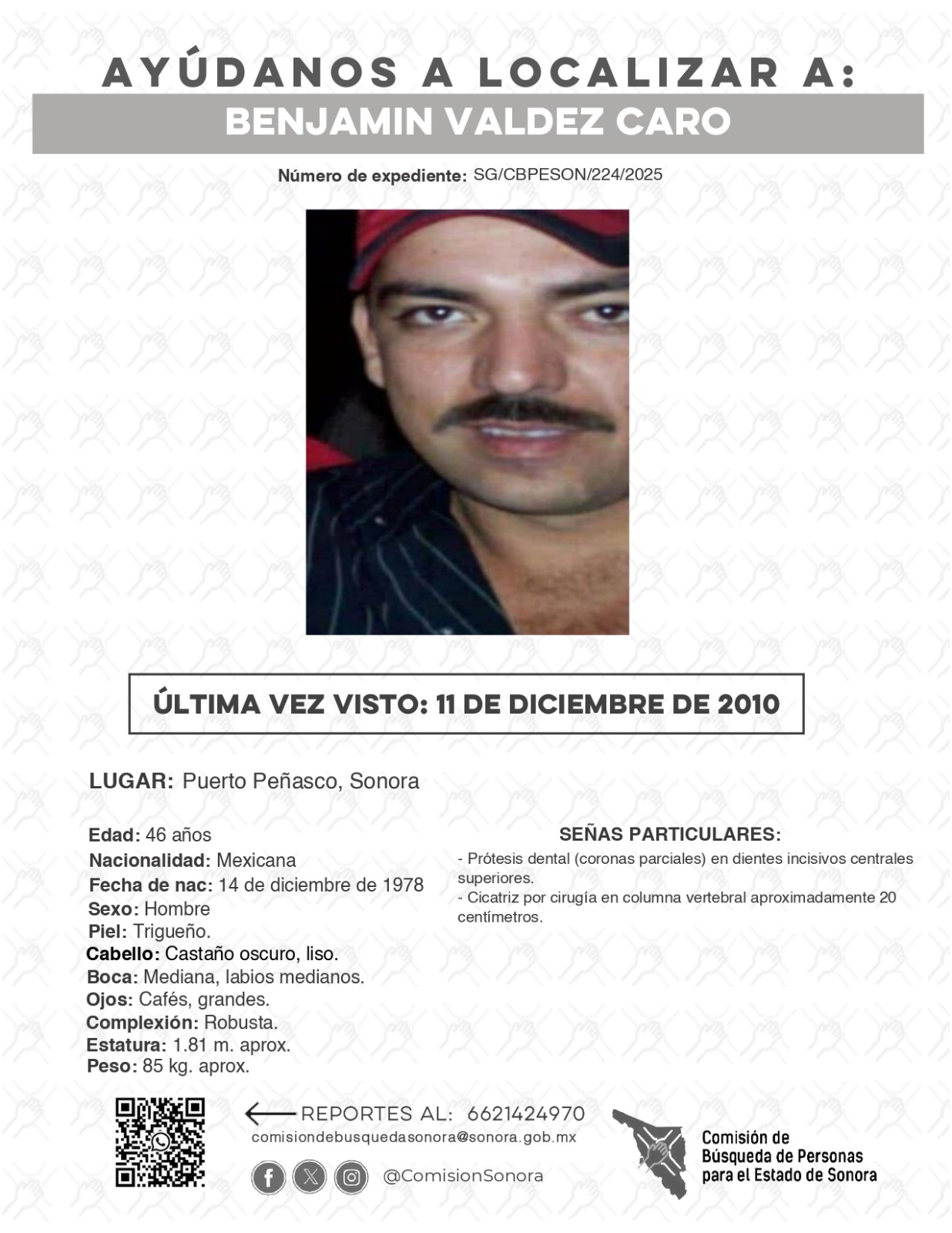 BENJAMIN VALDEZ CARO - DESAPARECIDO