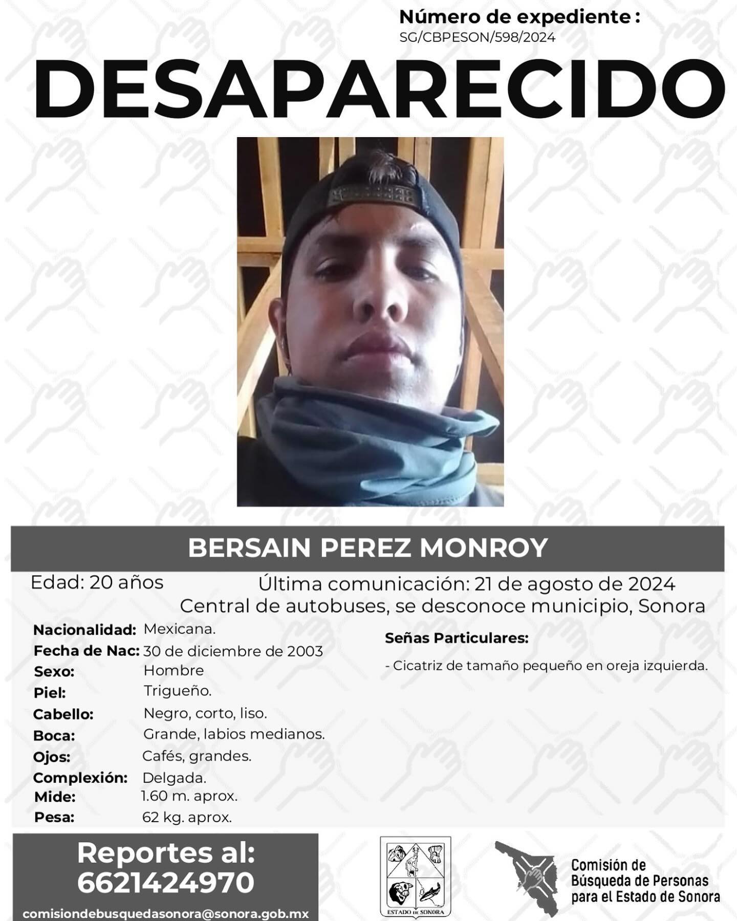 BERSAIN PEREZ MONROY - DESAPARECIDO