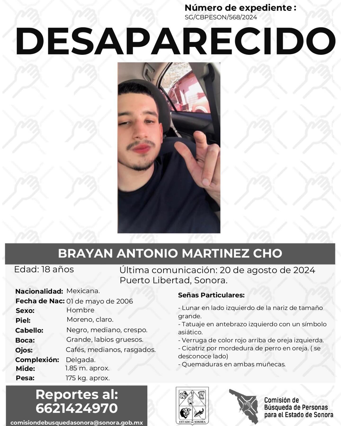 BRAYAN ANTONIO MARTINEZ CHO - DESAPARECIDO