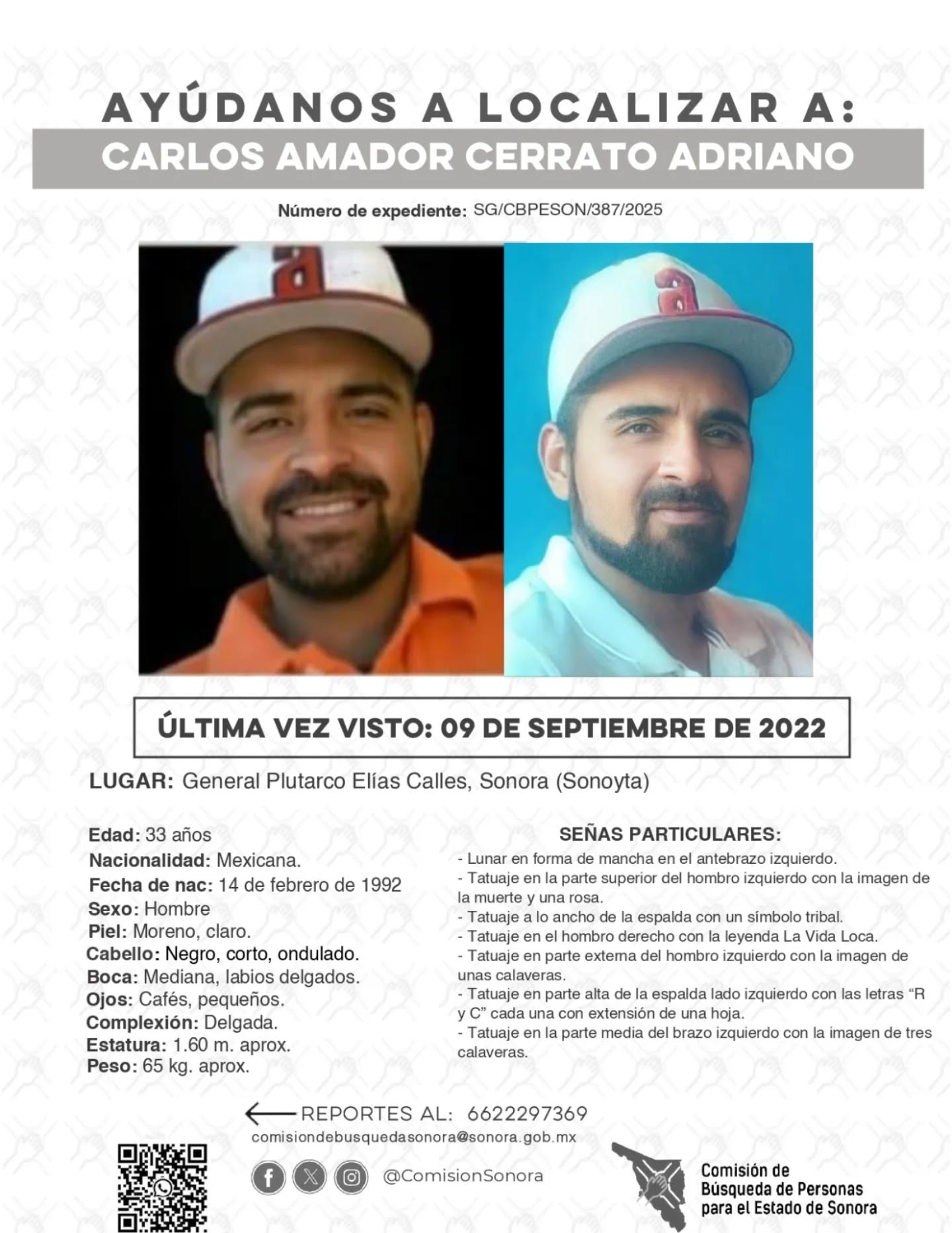 CARLOS AMADOR CERRATO ADRIANO - DESAPARECIDO