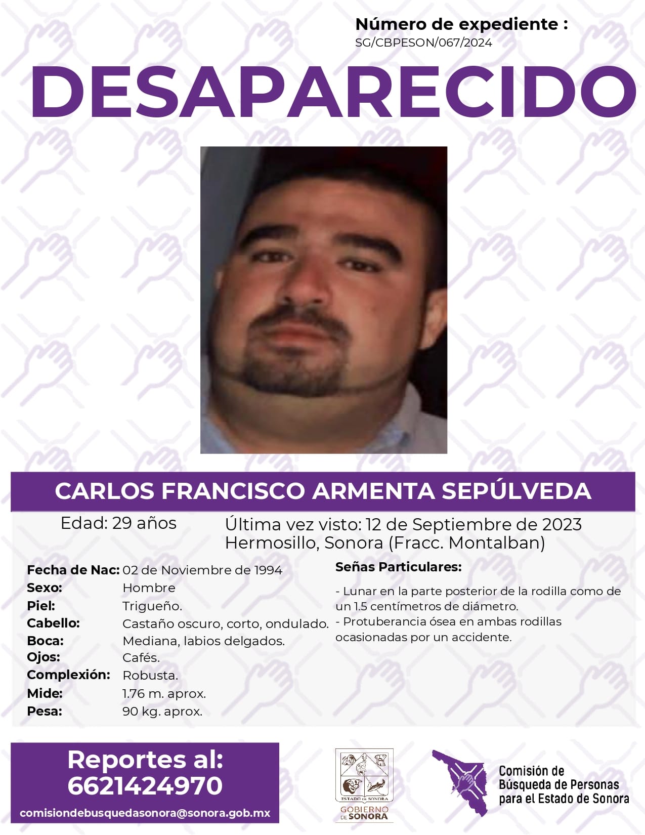 CARLOS FRANCISCO ARMENTA SEPÚLVEDA - DESAPARECIDO