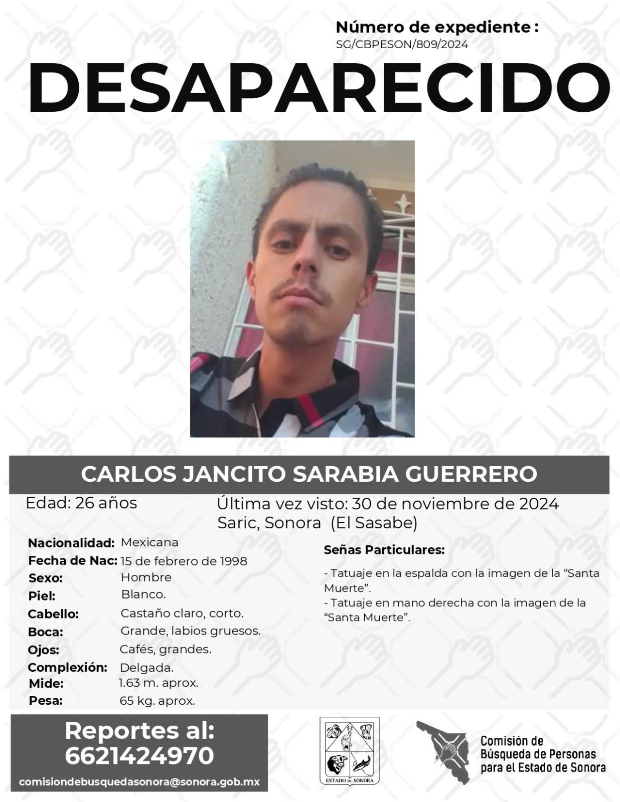 CARLOS JANCITO SARABIA GUERRERO - DESAPARECIDO