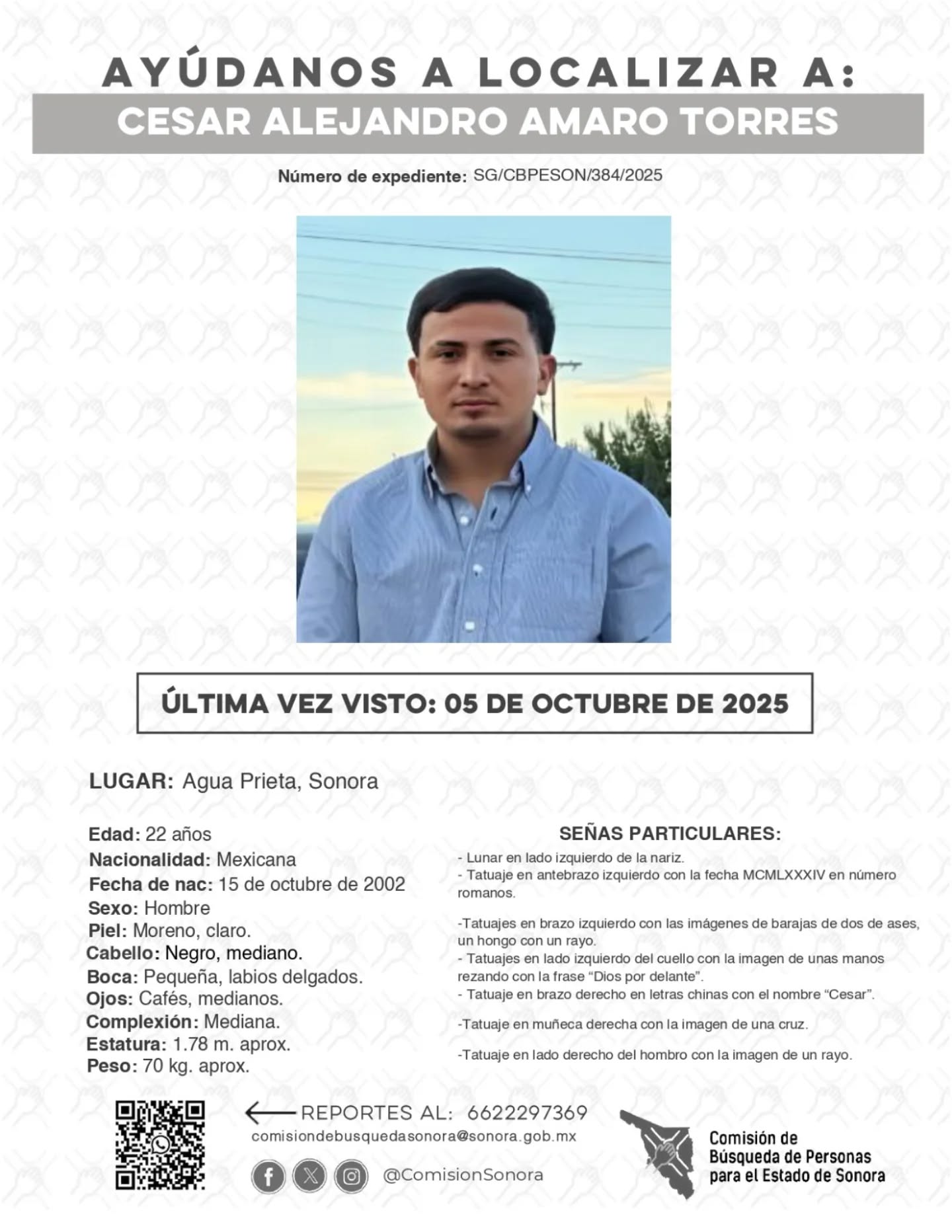 CESAR ALEJANDRO AMARO TORRES - DESAPARECIDO