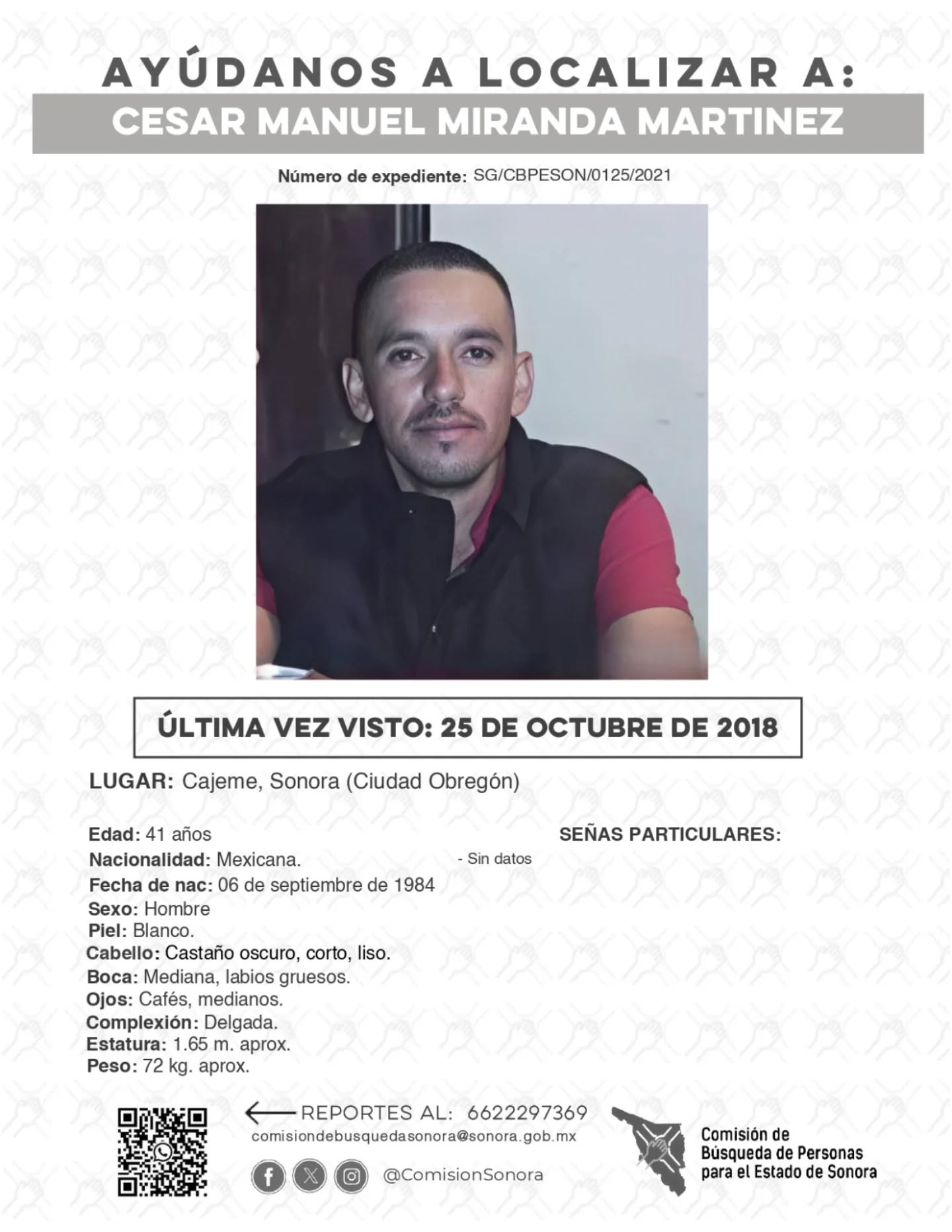 CESAR MANUEL MIRANDA MARTÍNEZ - DESAPARECIDO