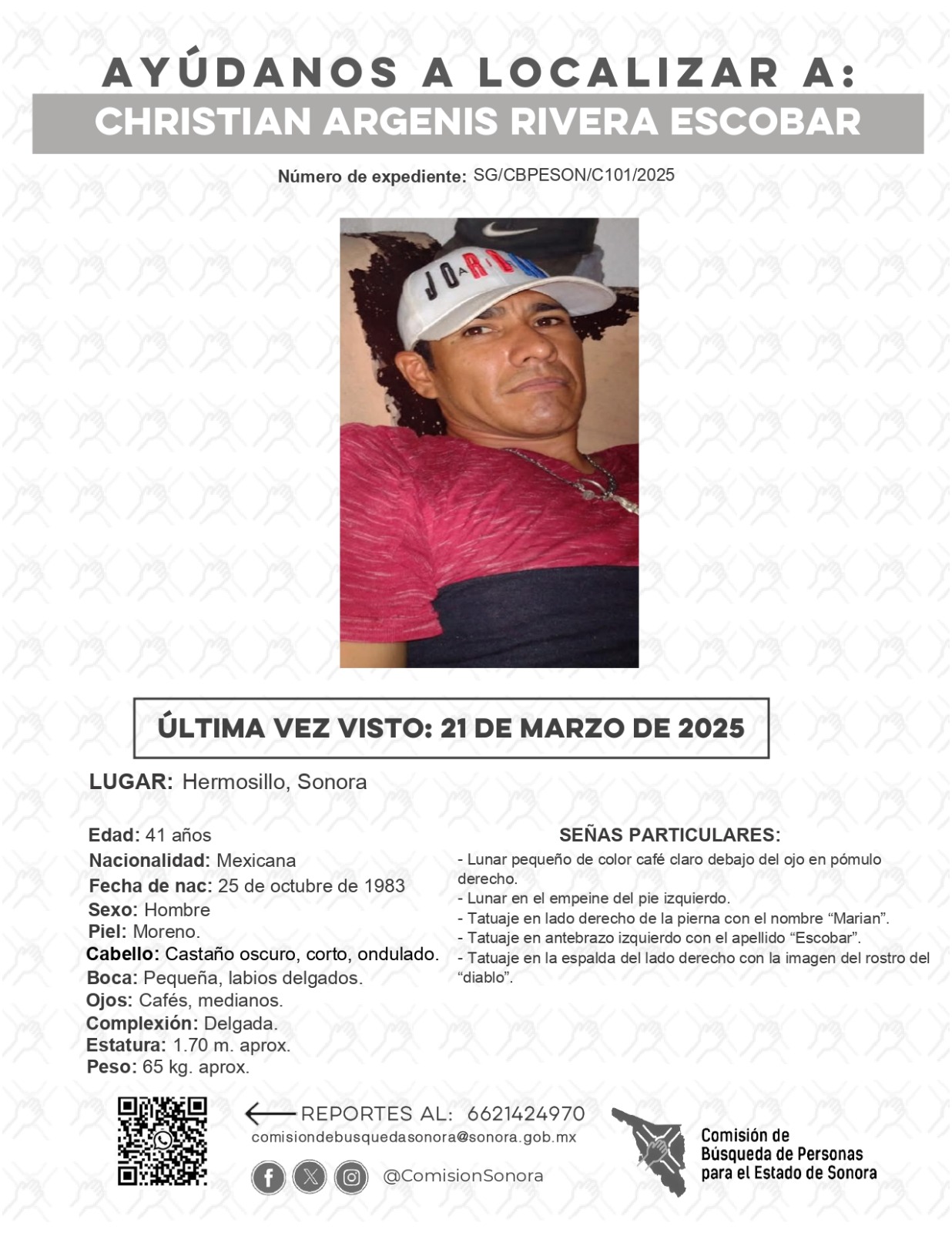 CHRISTIAN ARGENIS RIVERA ESCOBAR - DESAPARECIDO