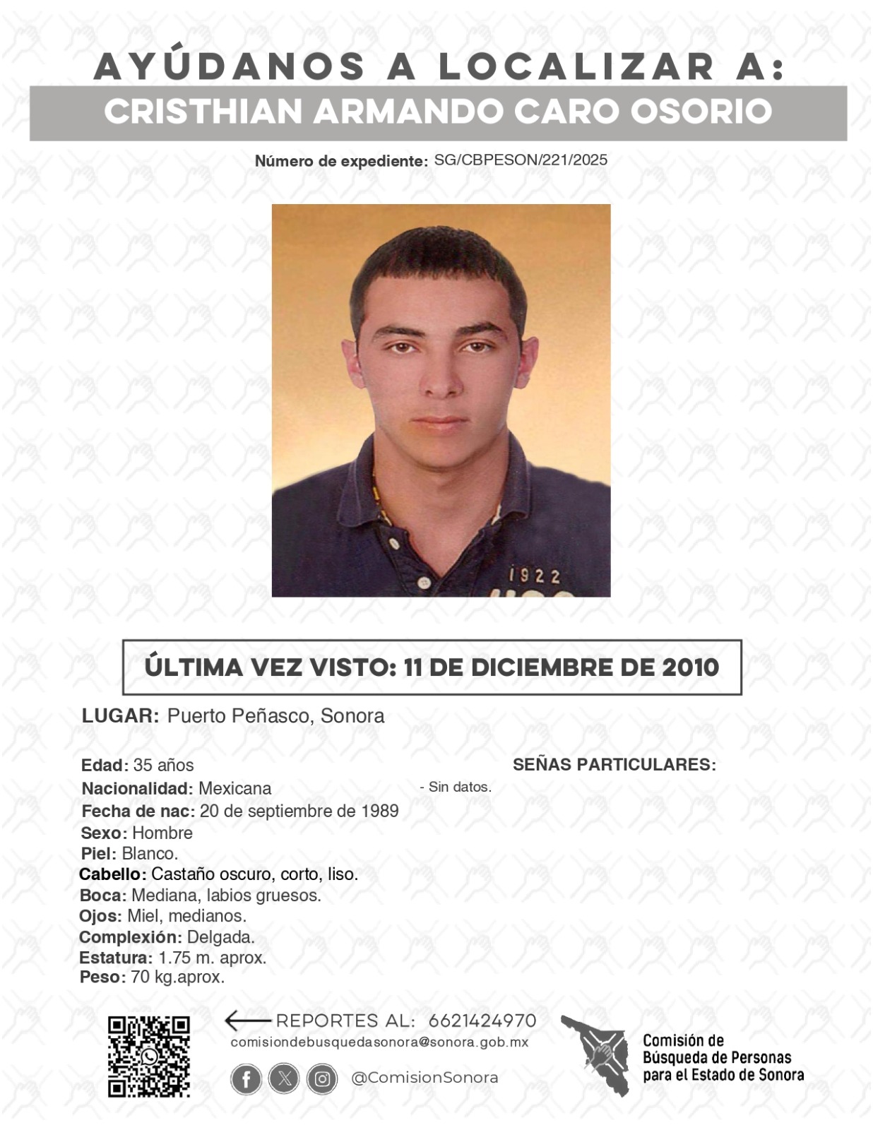 CRISTHIAN ARMANDO CARO OSORIO - DESAPARECIDO