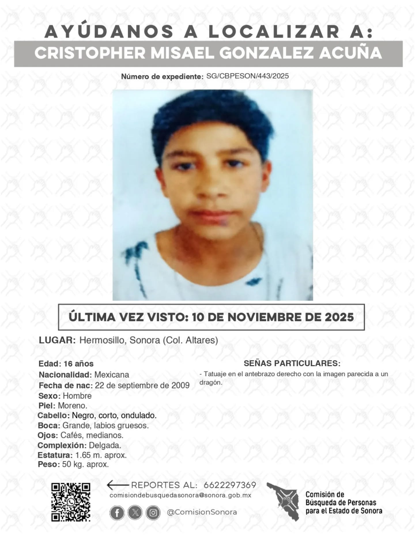CRISTOPHER MISAEL GONZALEZ ACUÑA - DESAPARECIDO