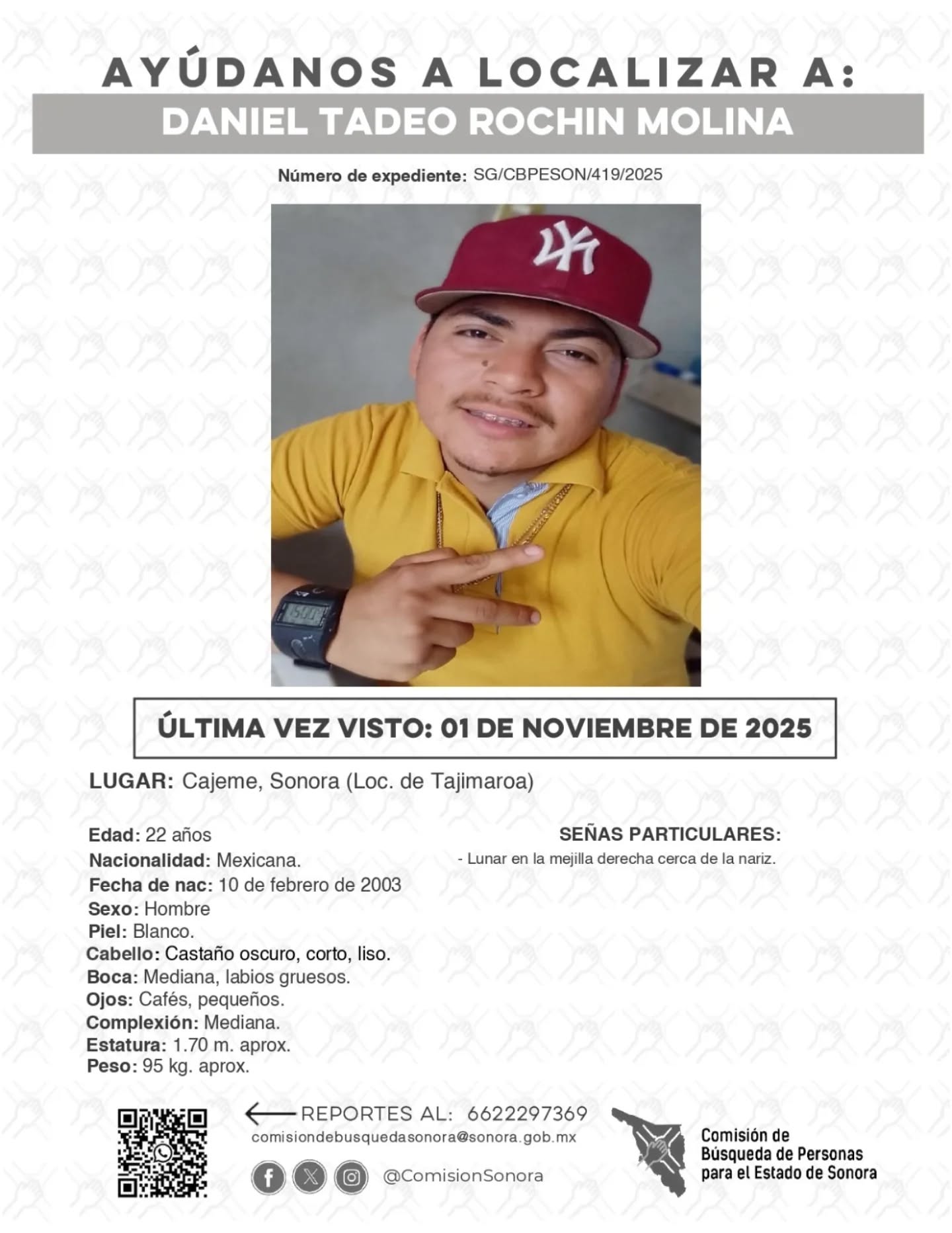 DANIEL TADEO ROCHIN MOLINA - DESAPARECIDO