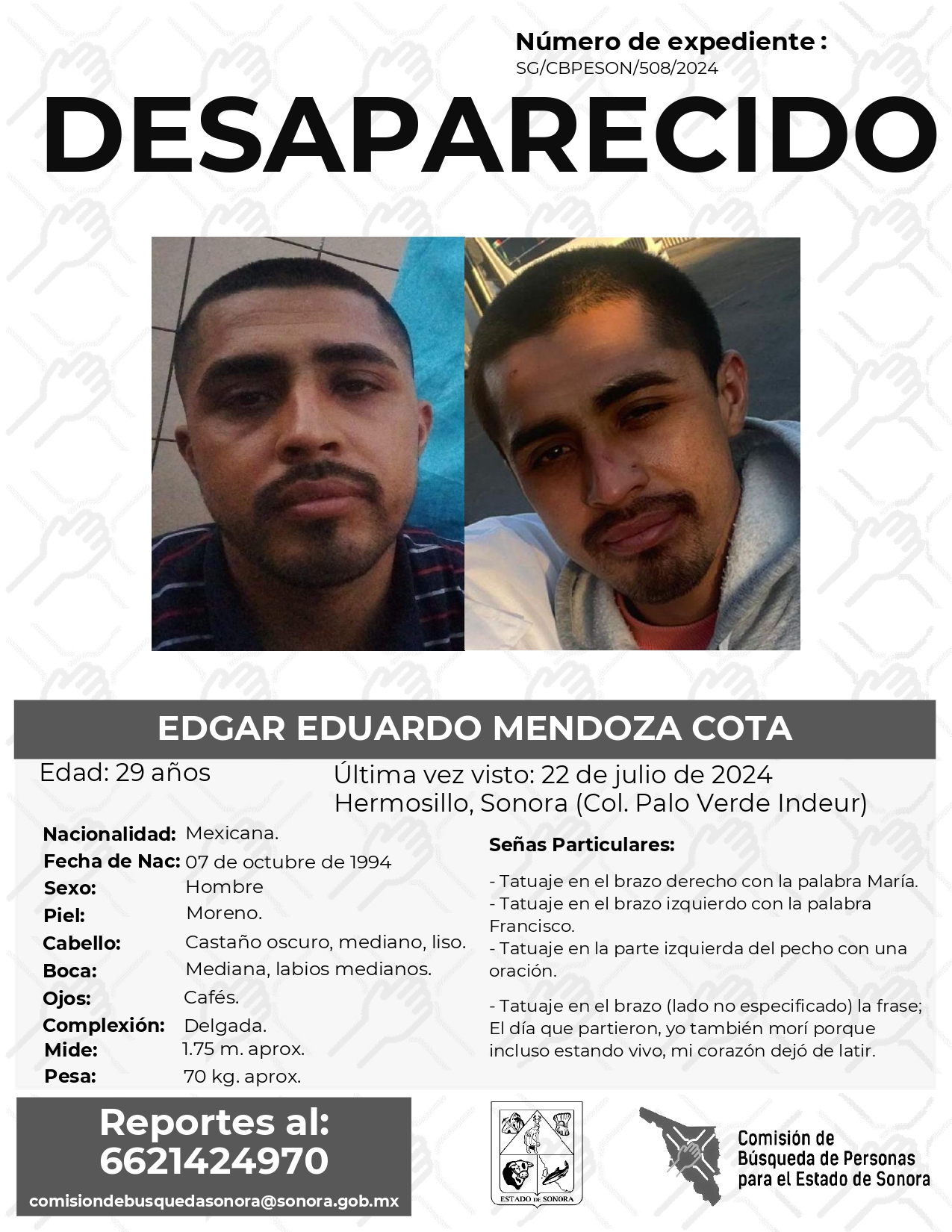 EDGAR EDUARDO MENDOZA COTA - DESAPARECIDO