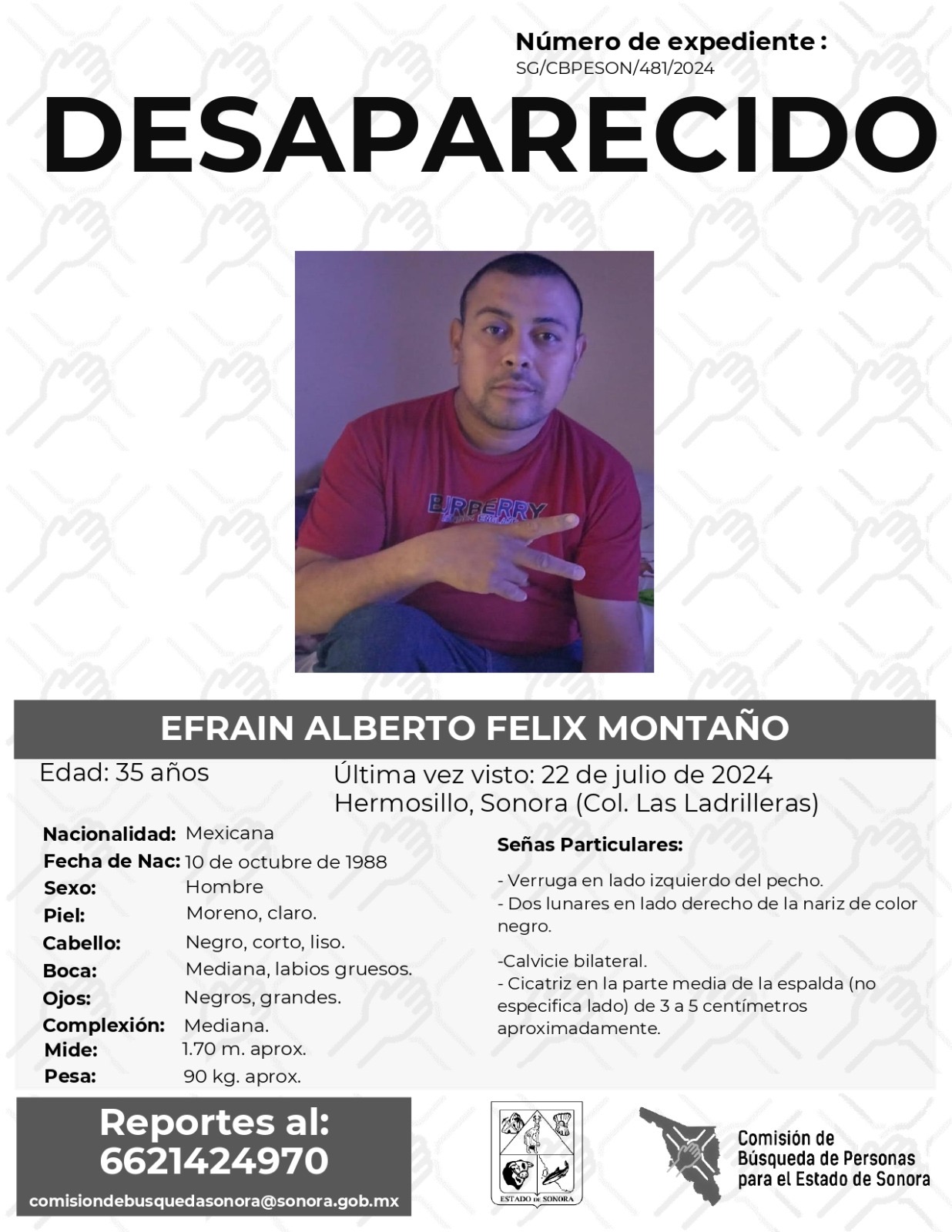 EFRAIN ALBERTO FÉLIX MONTAÑO - DESAPARECIDO