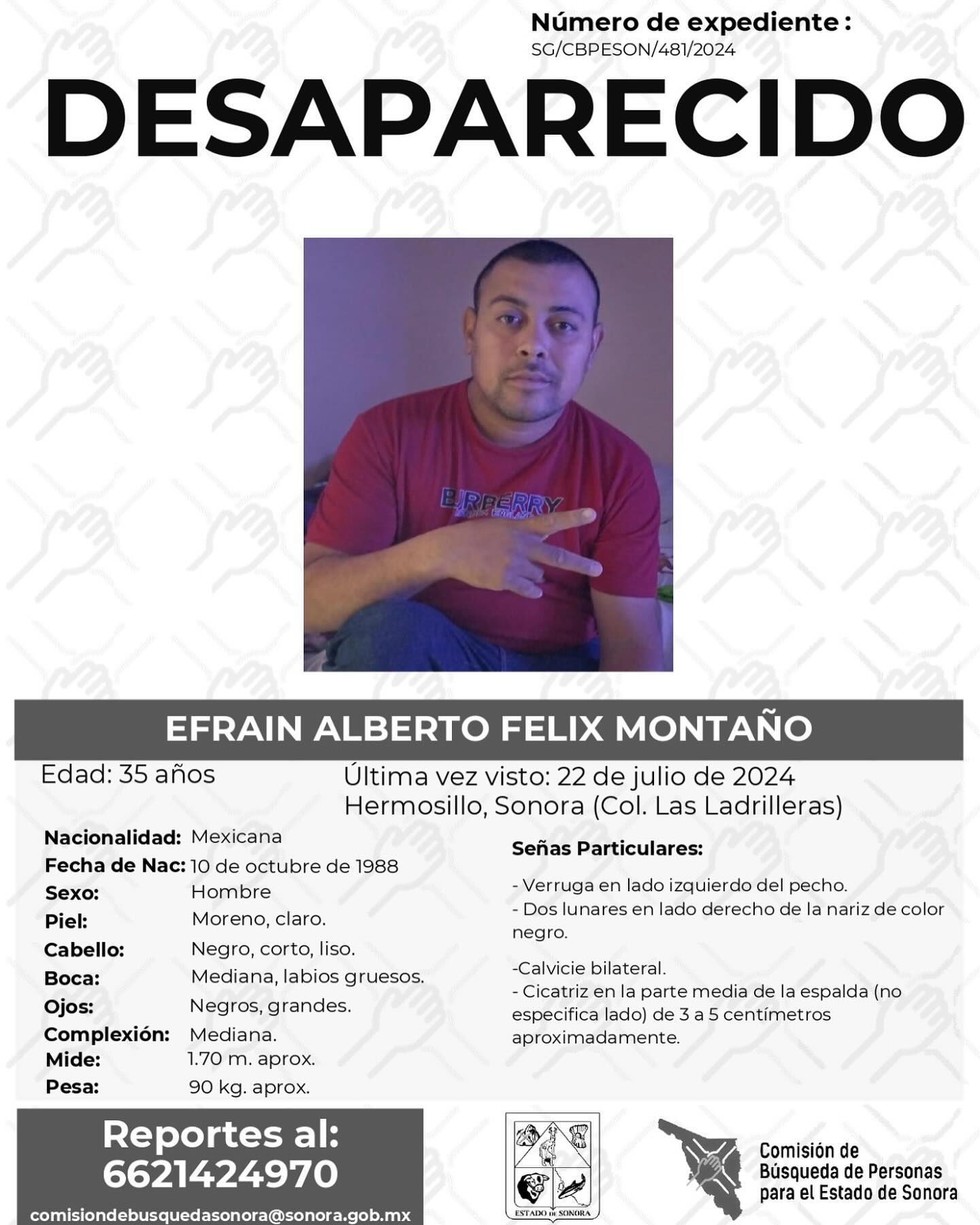 EFRIAN ALBERTO FELIX MONTAÑO - DESAPARECIDO