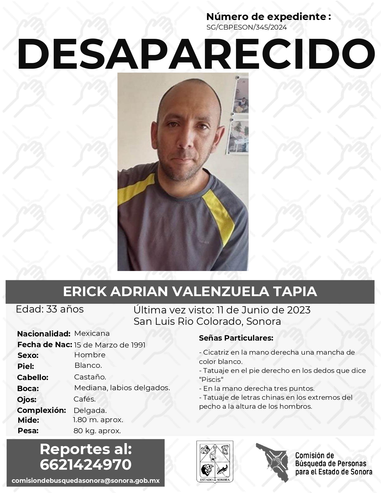 ERICK ADRIAN VALENZUELA TAPIA - DESAPARECIDO