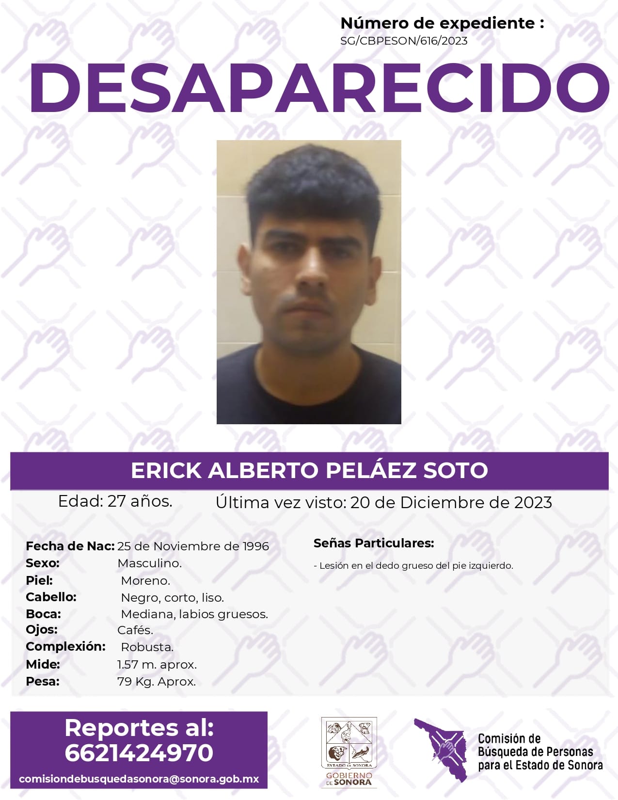 ERICK ALBERTO PELÁEZ SOTO - DESAPARECIDO