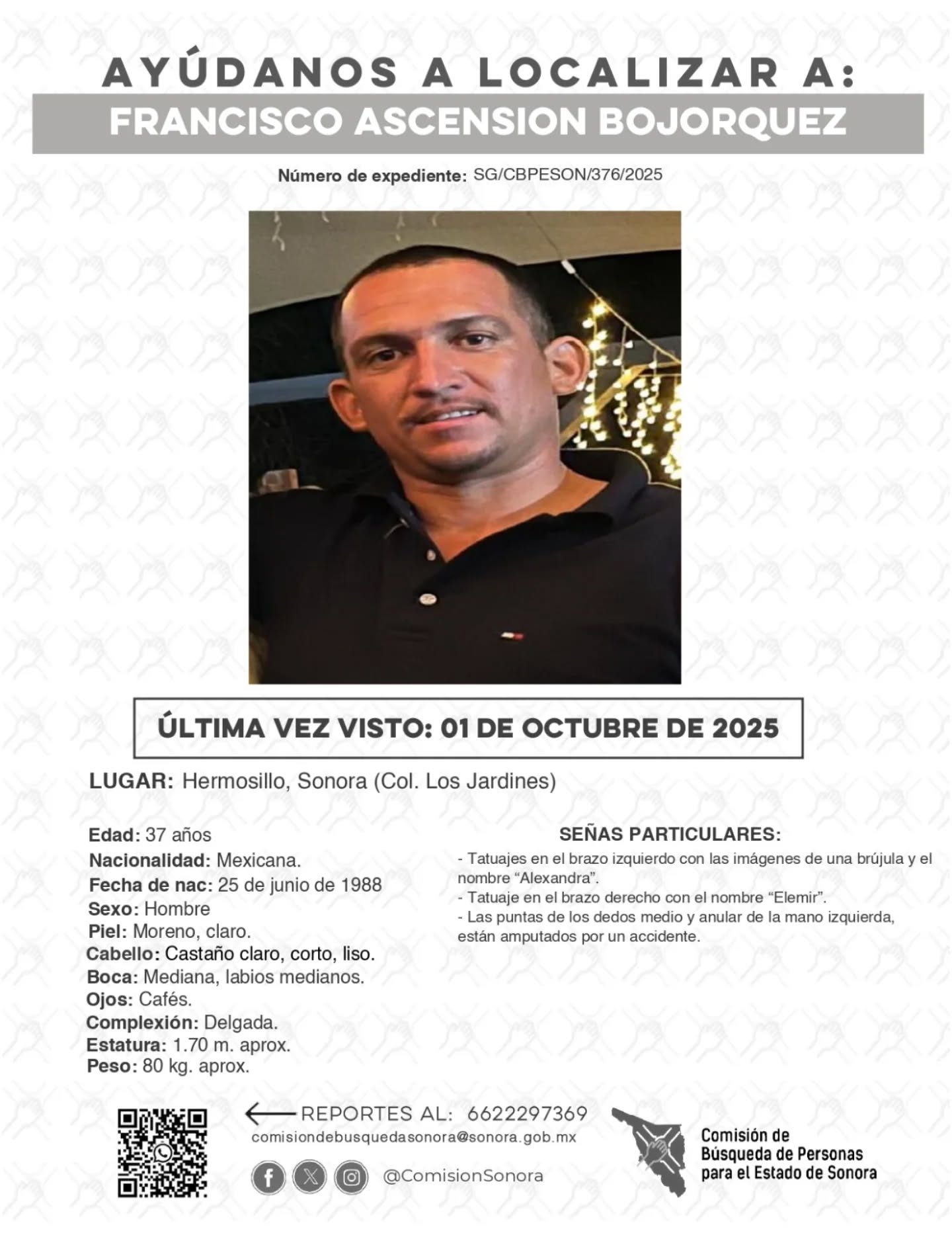 FRANCISCO ASCENSION BOJORQUEZ - DESAPARECIDO